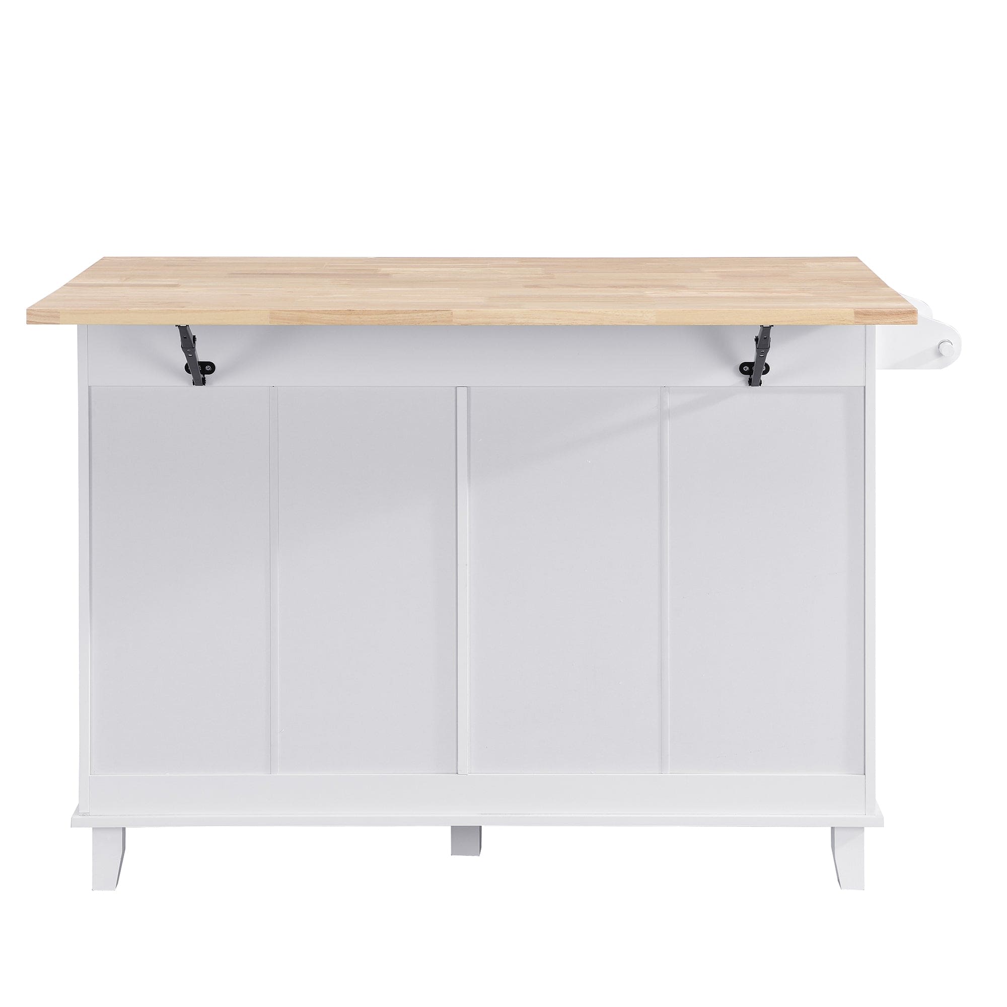 TOPMAX Farmhouse Kitchen Island Set with Drop Leaf and 2 Seatings,Dining Table Set with Storage Cabinet, Drawers and Towel Rack, White+Rustic Brown