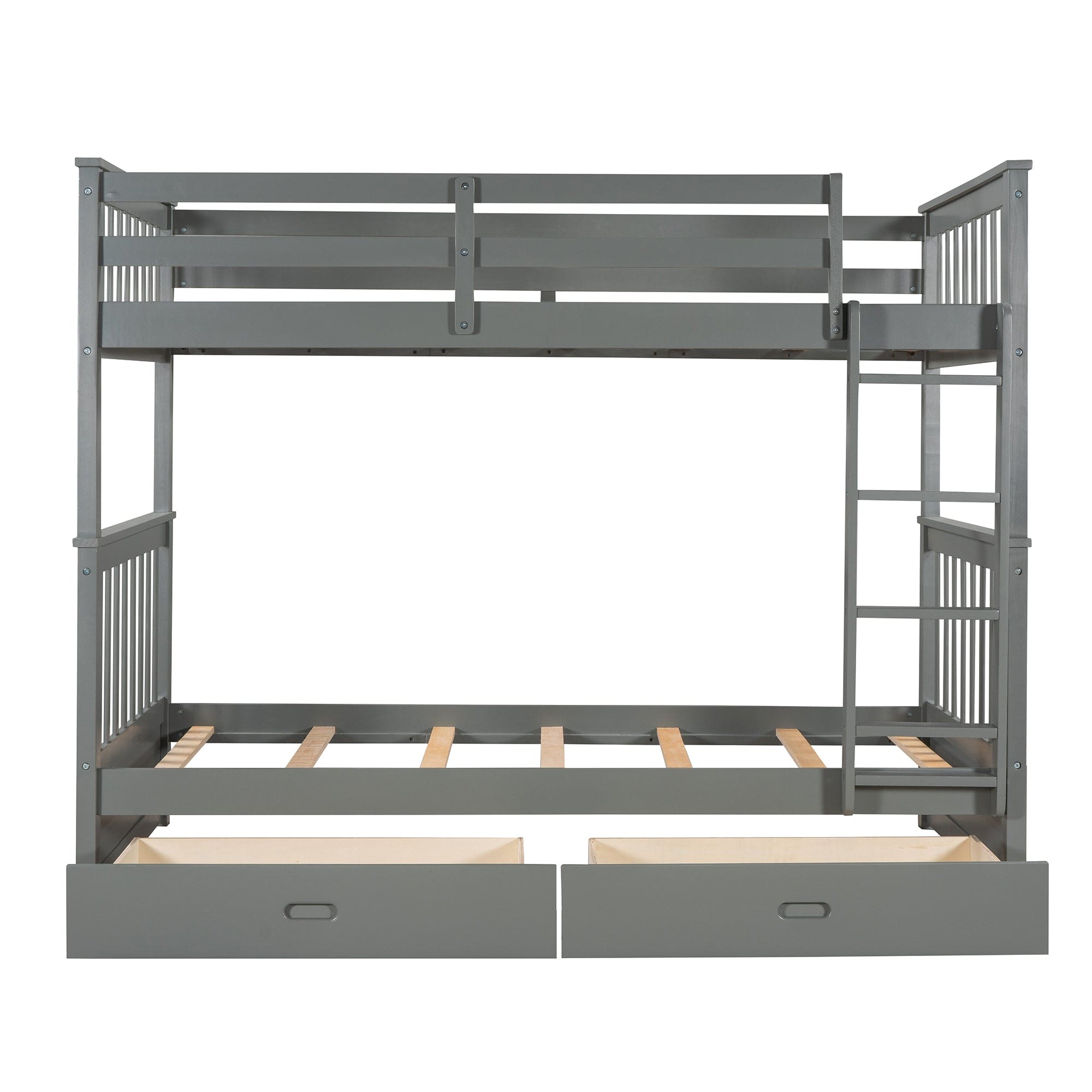 Twin-Over-Twin Bunk Bed with Ladders and Two Storage Drawers (Gray)(LT000265AAE)