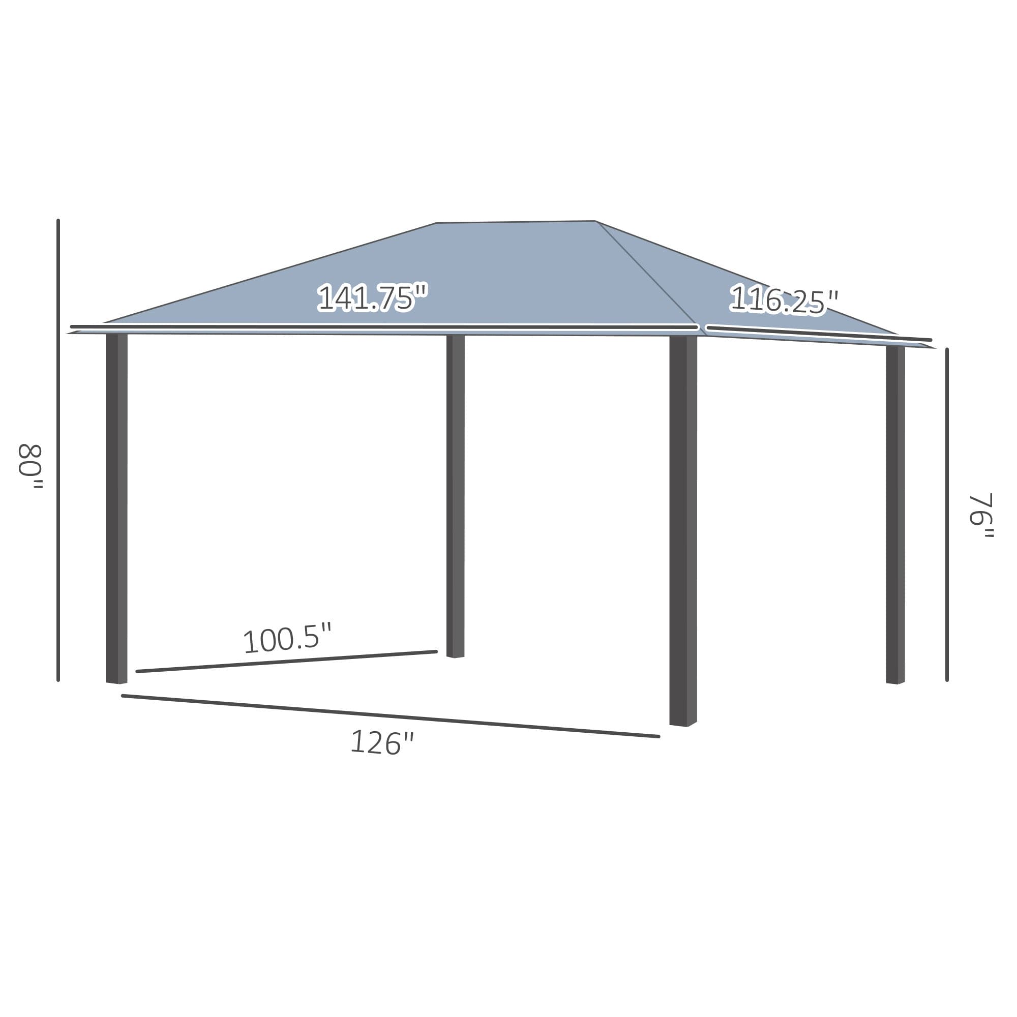 10' x 12' Hardtop Gazebo Canopy with Polycarbonate Roof, Top Vent and Aluminum Frame, Permanent Pavilion Outdoor Gazebo with Netting, for Patio, Garden, Backyard, Deck, Lawn