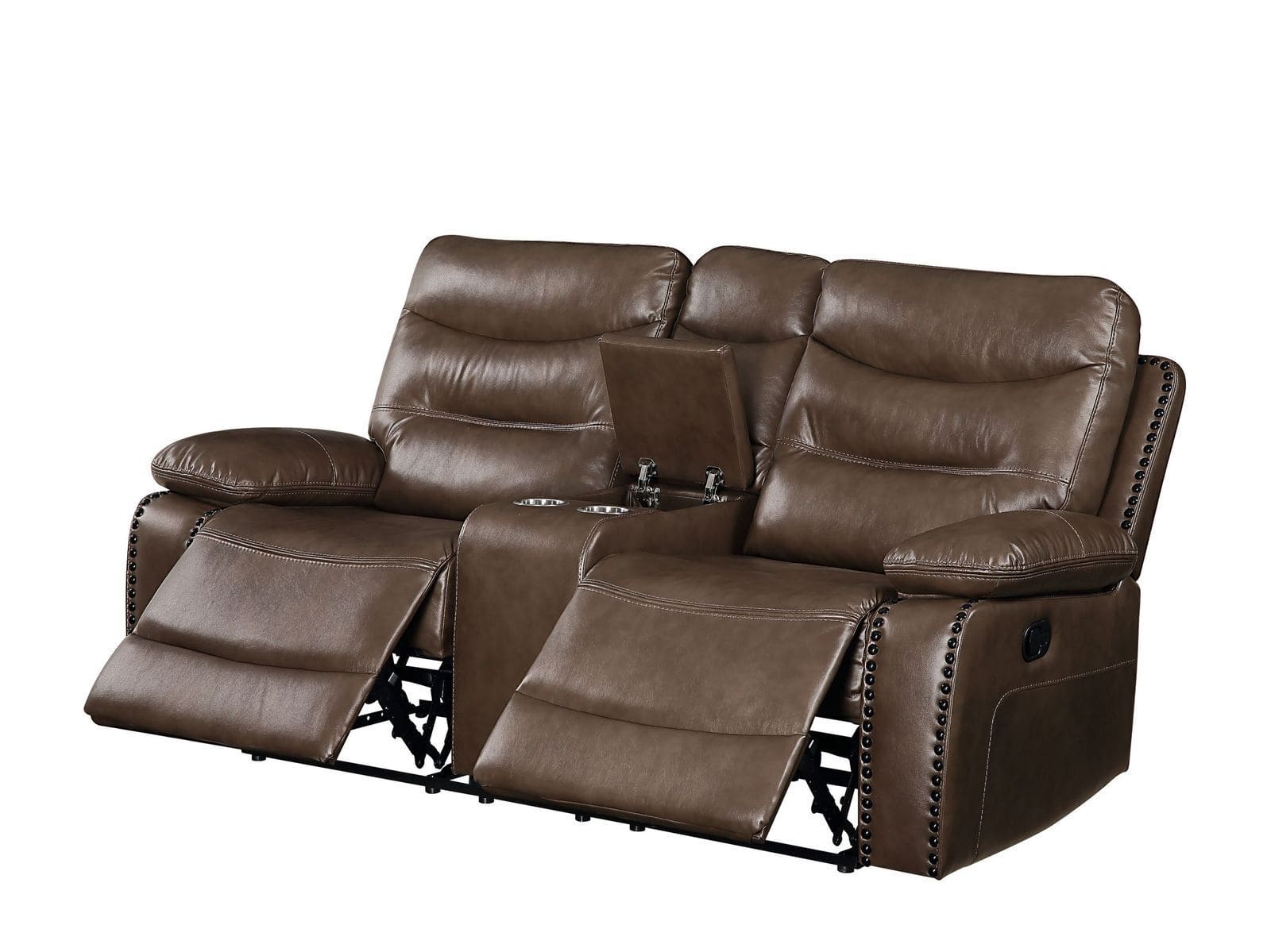 ACME Aashi Loveseat w/Console (Motion), Brown Leather-Gel Match 55421