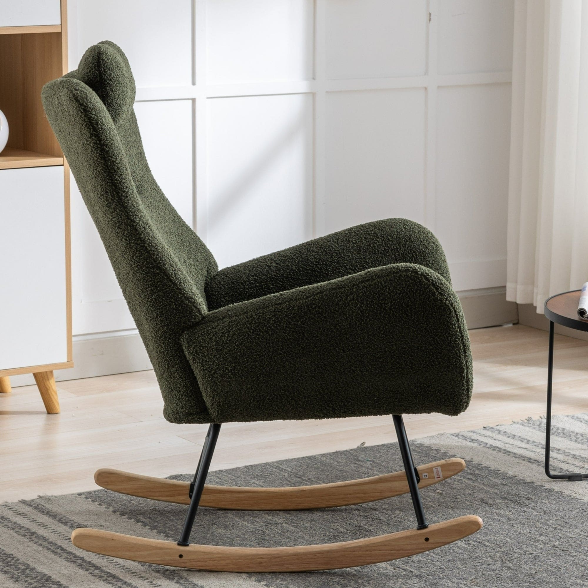 35.5 inch Rocking Chair with Pocket, (dark green)