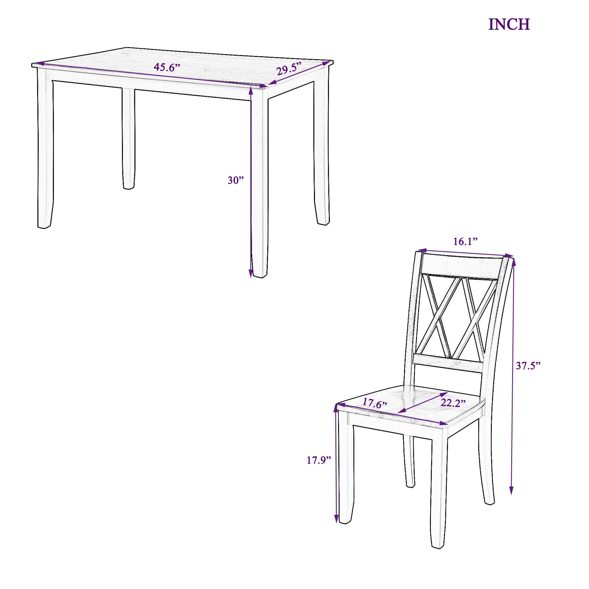 TOPMAX 5-Piece Dining Table Set Home Kitchen Table and Chairs Wood Dining Set, Black+Cherry