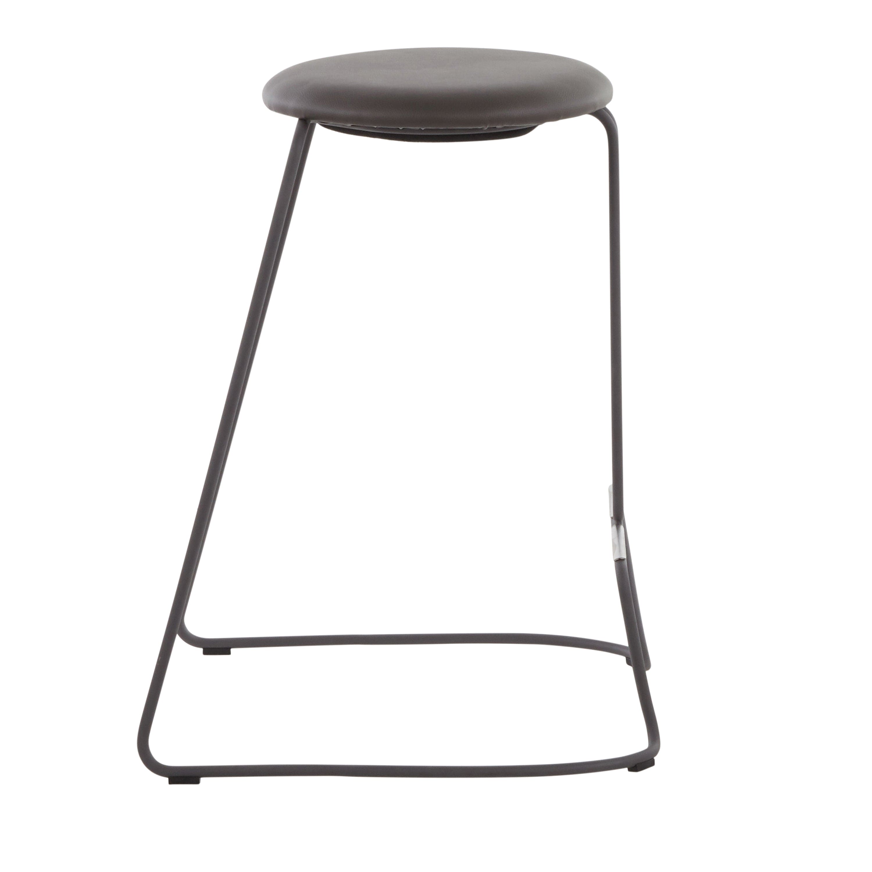 Finn Contemporary Counter Stool in Black Steel and Grey Faux Leather by LumiSource - Set of 2