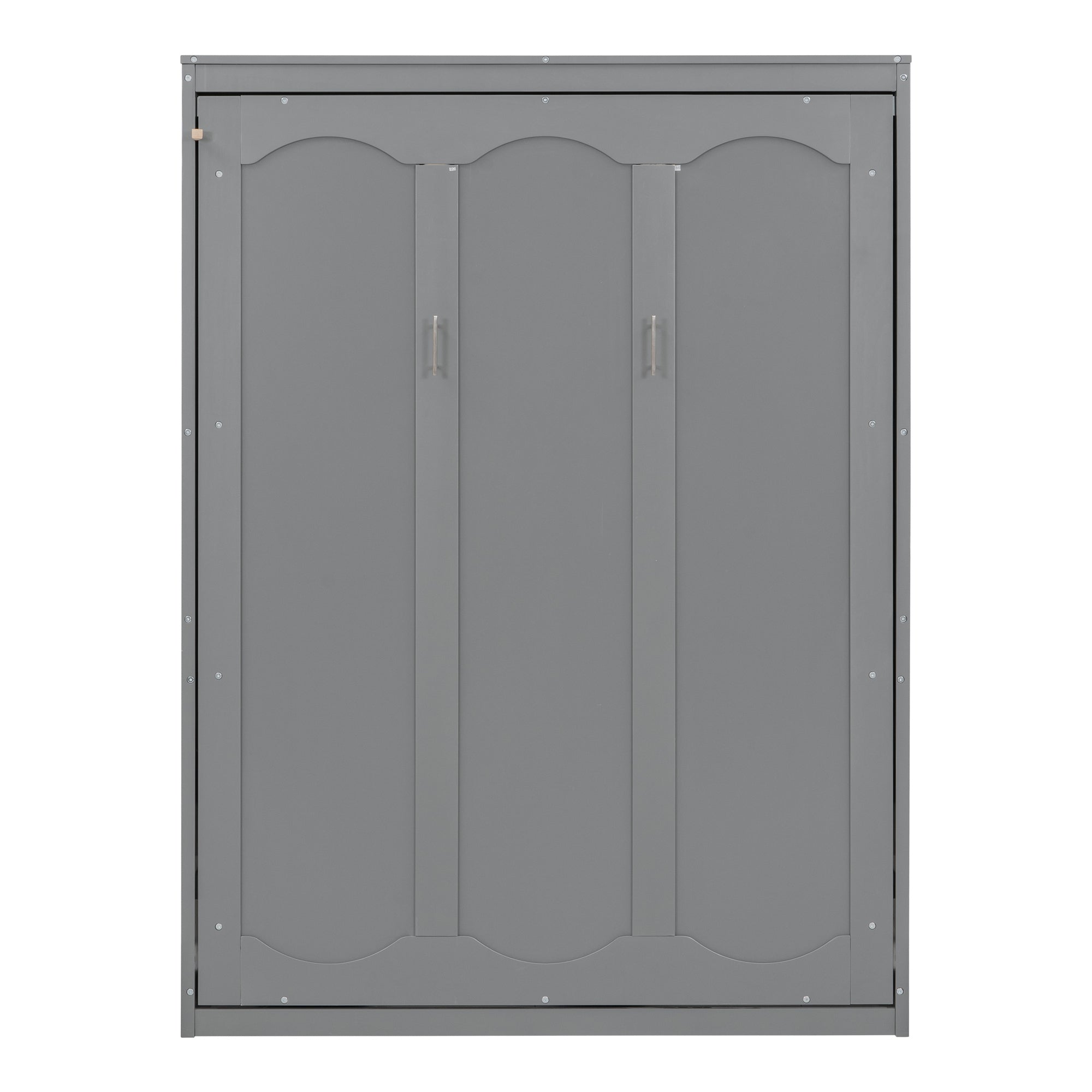 Full Size Murphy Bed Wall Bed with Shelves,Gray