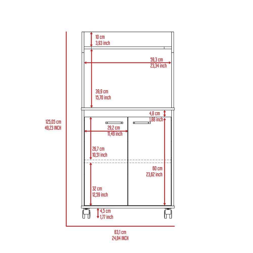 Charlotte 1-Shelf 2-Door Kitchen Pantry White