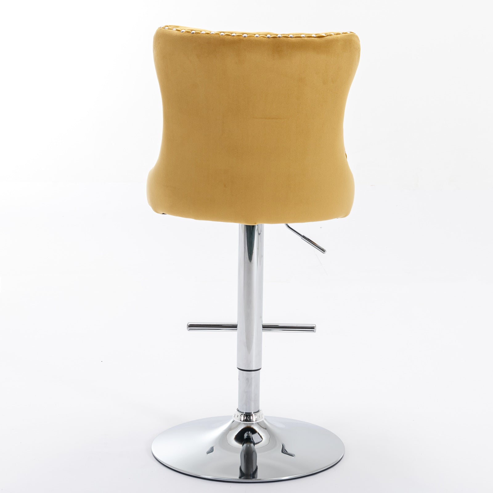 A&A Furniture,Swivel Velvet Barstools Gold,Set of 2