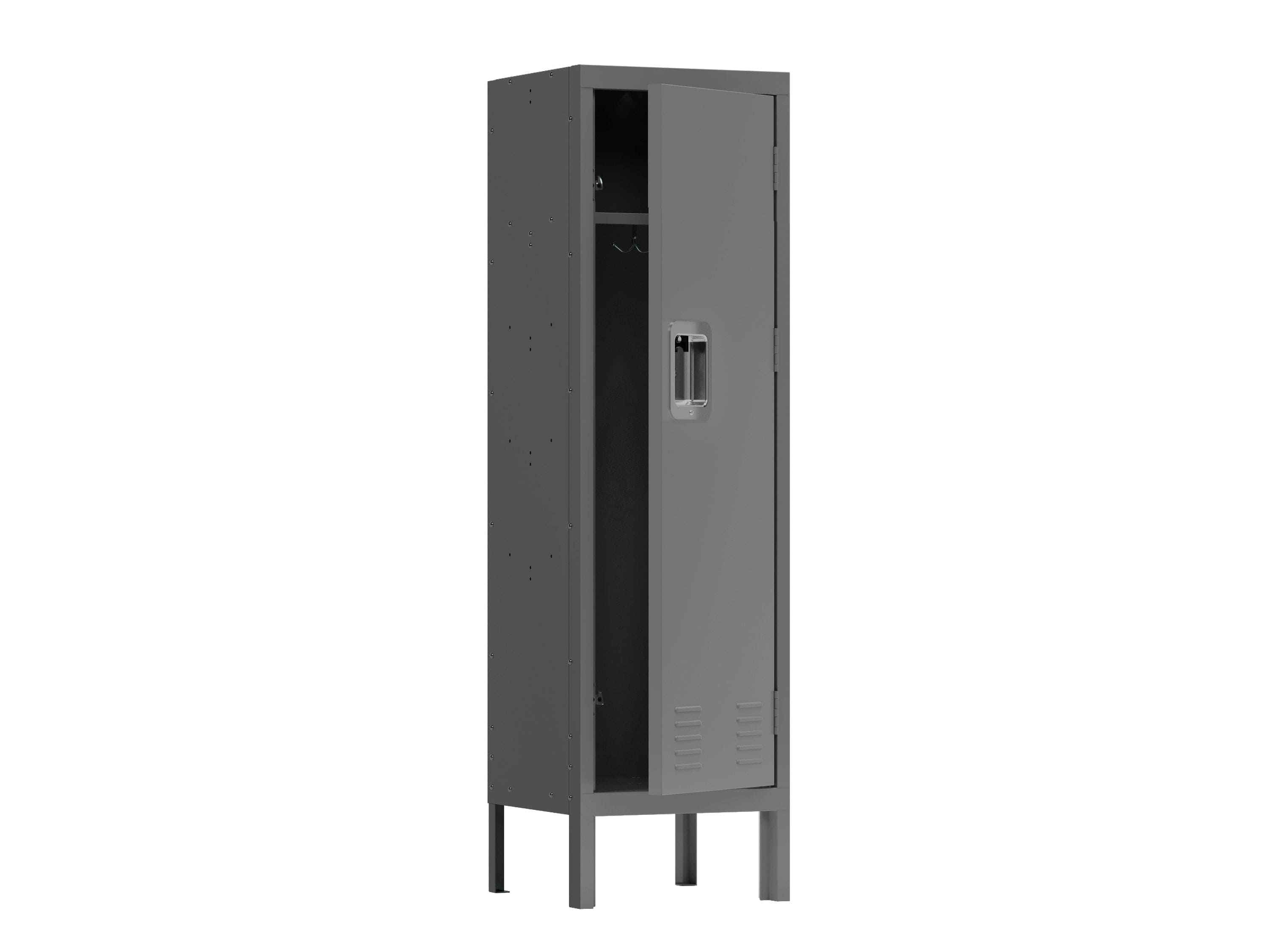 1 Door Tall Single Metal Locker-Retro Style Storage Cabinet--Industrial Furniture--For Living Room/Bedroom/Storage Room/Gym/School--Grey