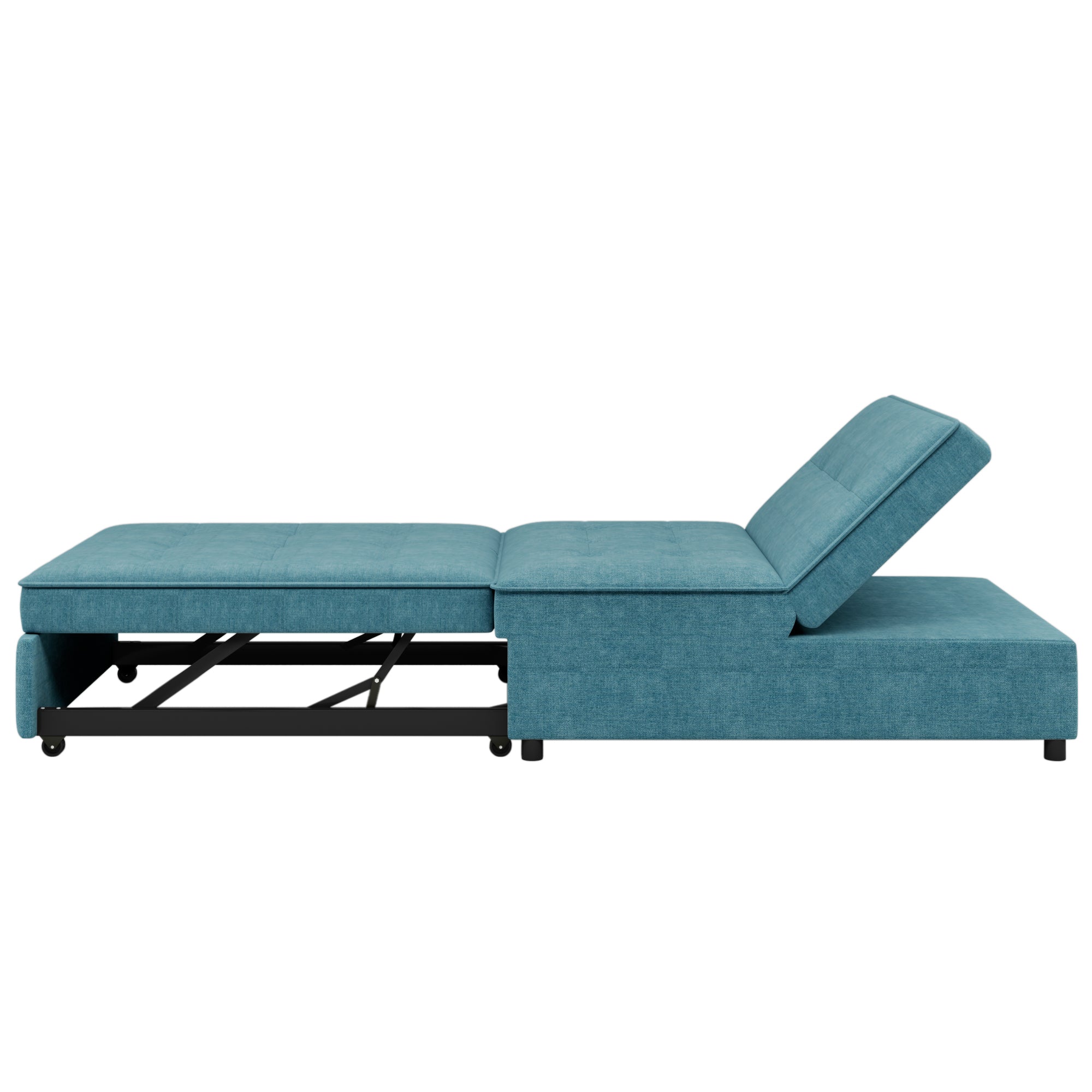 4-in-1 Sofa Bed, Chair Bed, Multi-Function Folding Ottoman Bed with Storage Pocket and USB Port for Small Room Apartment,Living Room,Bedroom,Hallway, Teal