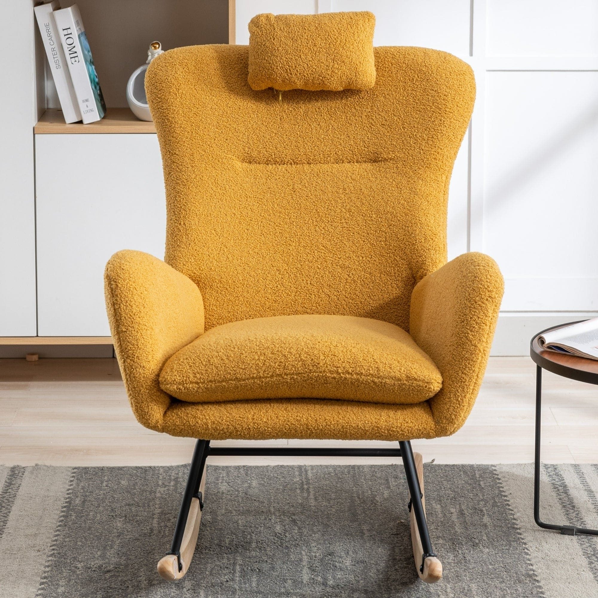 35.5 inch Rocking Chair with Pocket, (TURMERIC)