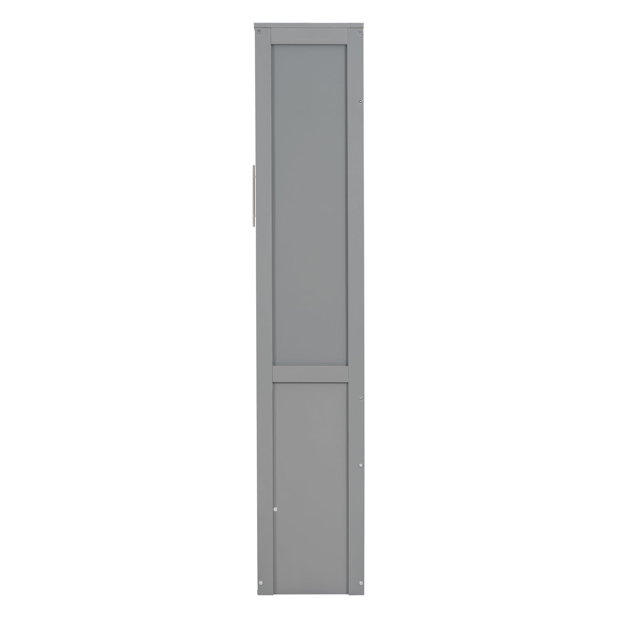 Full Size Murphy Bed Wall Bed with Shelves,Gray