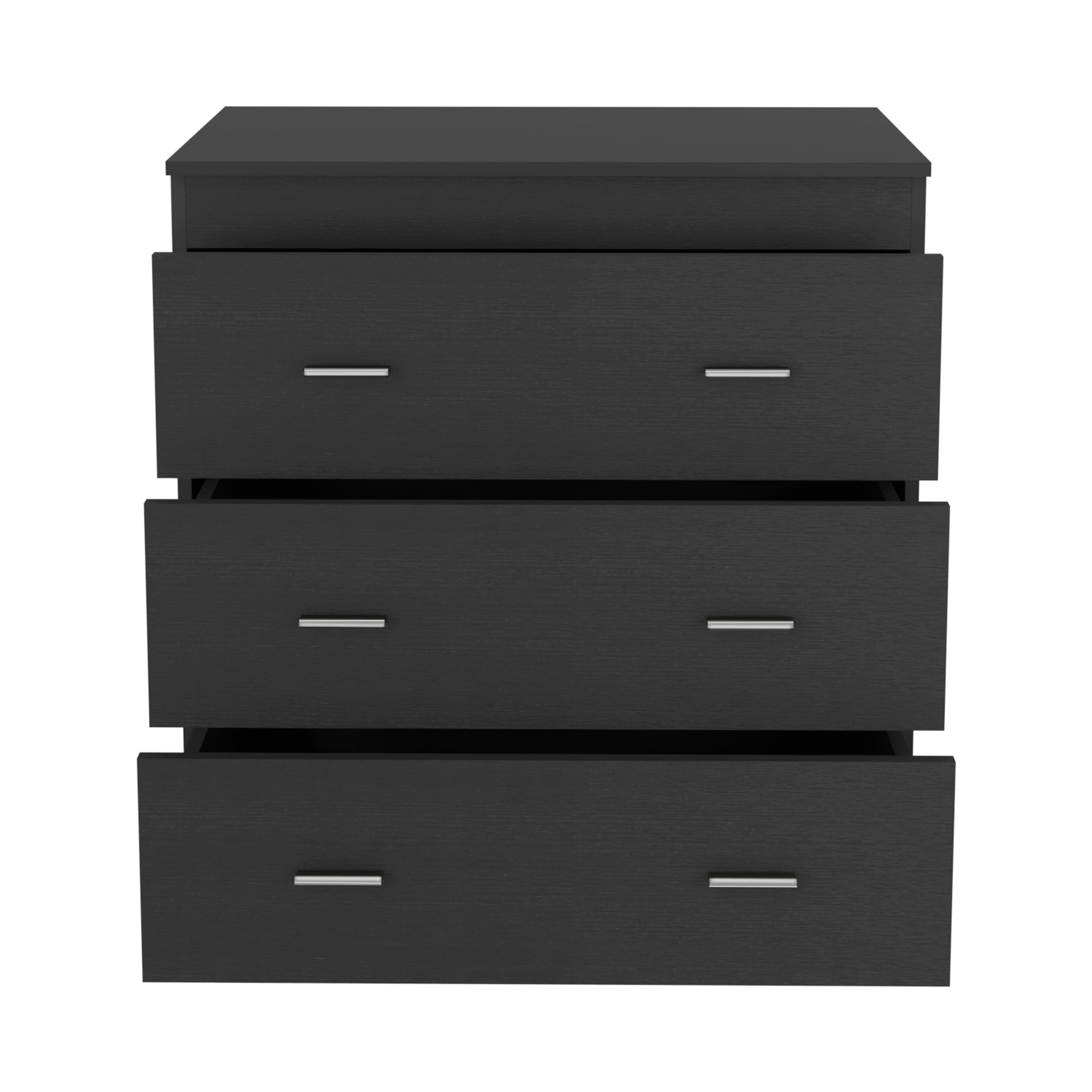 Three Drawer Dresser Litress, Metal Handles, Black Wengue Finish