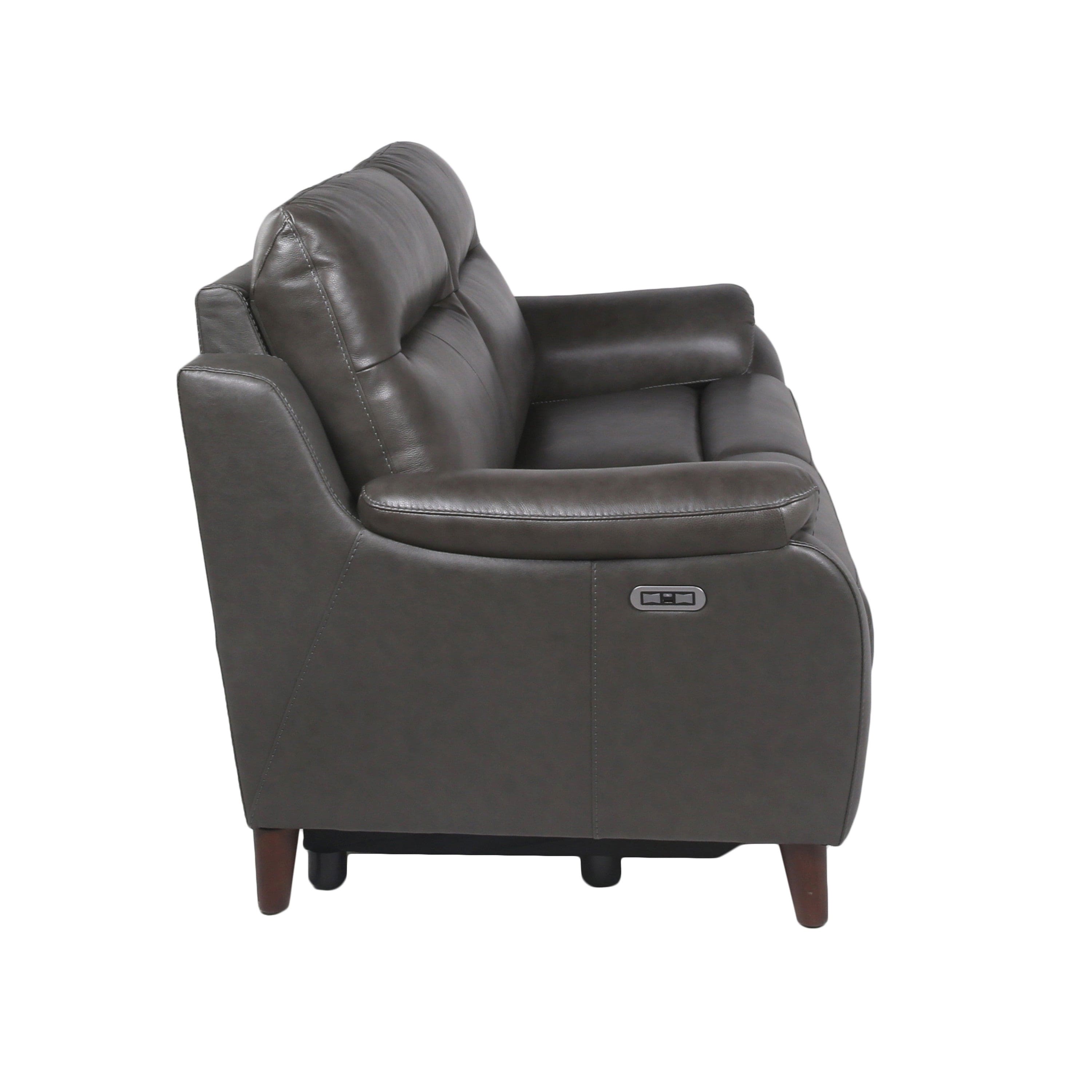 Luxurious Top Grain Leather Reclining Sofa - Power Footrest, Power Headrest - High Leg Design, Stylish and Comfortable