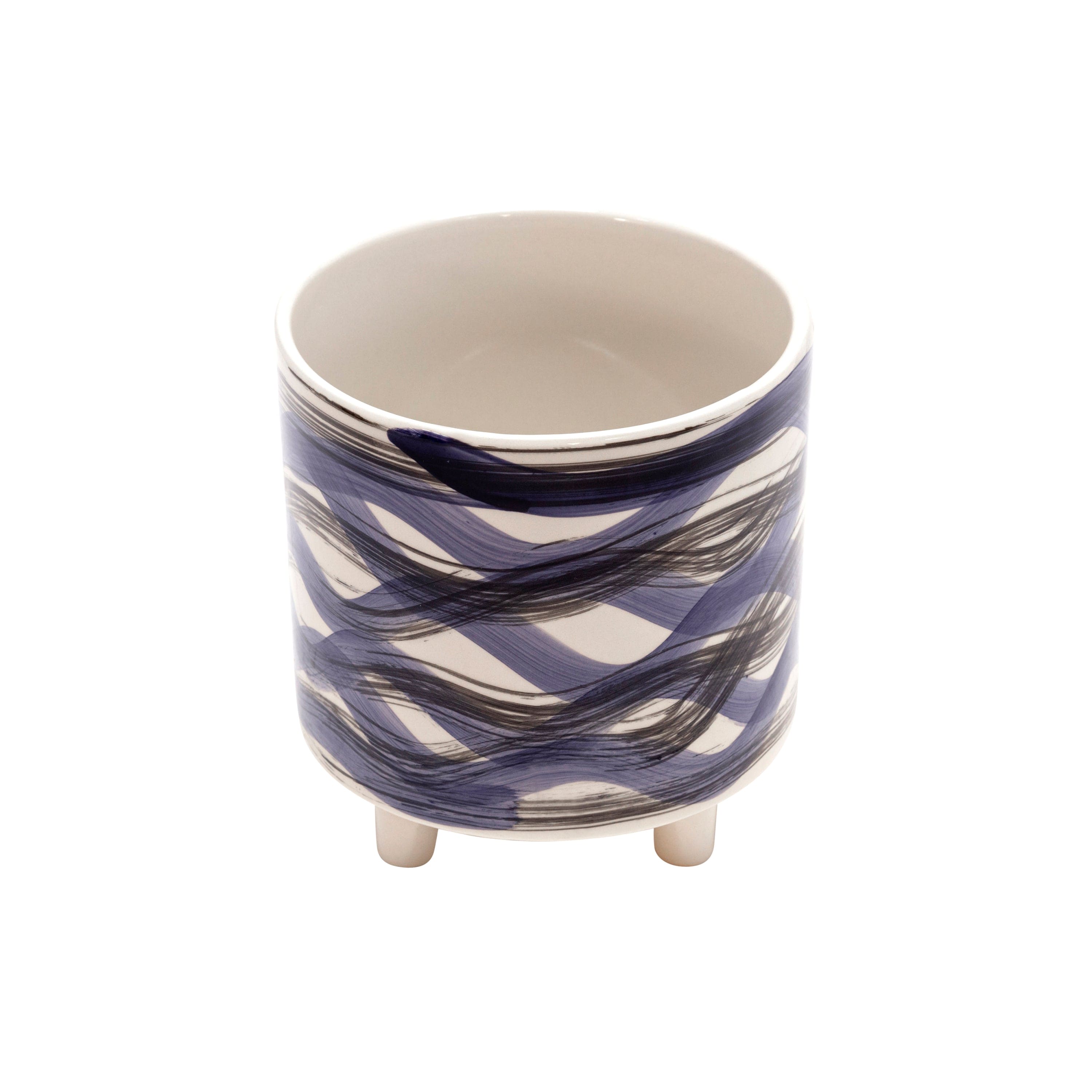 S/2 FOOTED PLANTERS 9/6", ABSTRACT BLUE