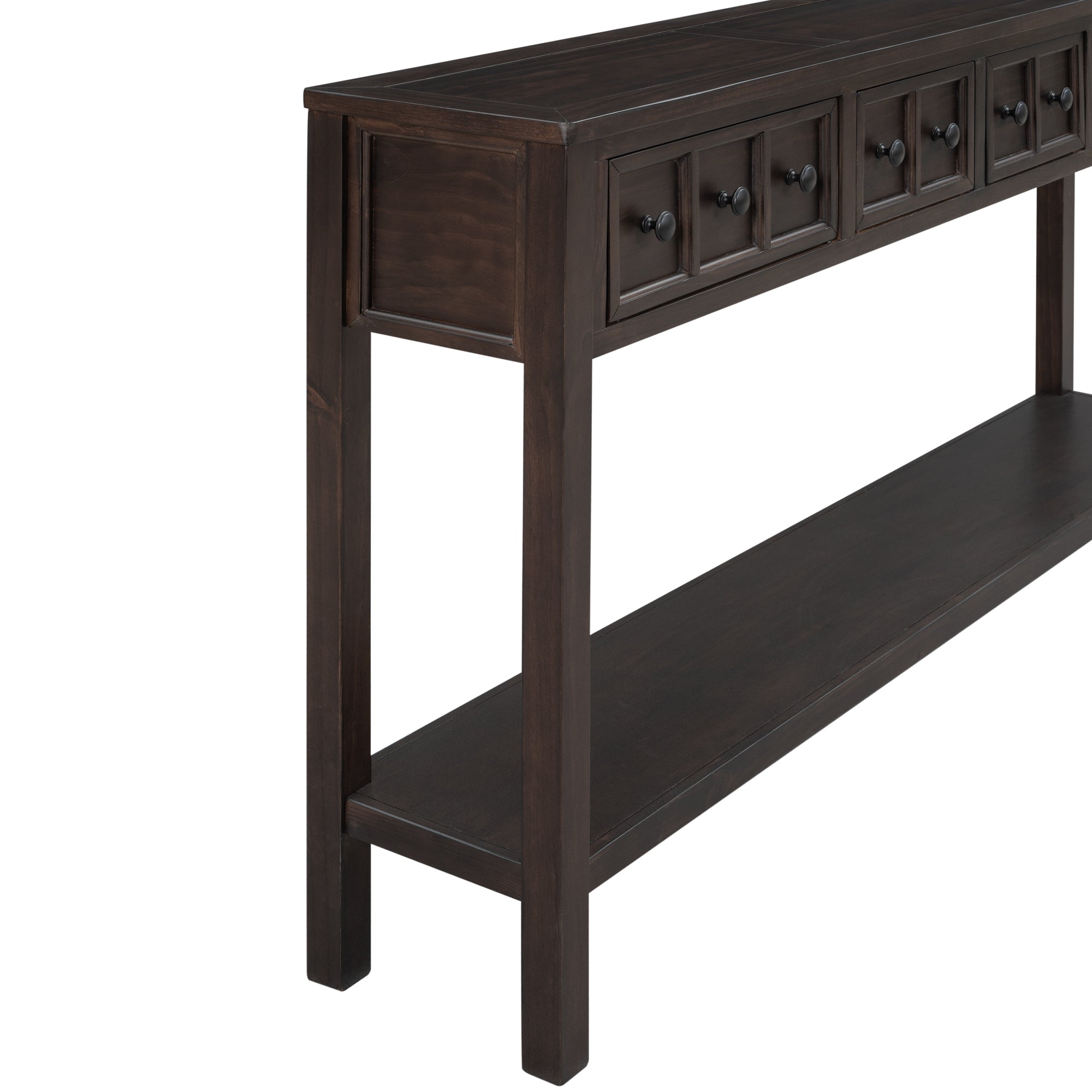 TREXM Rustic Entryway Console Table, 60" Long Sofa Table with two Different Size Drawers and Bottom Shelf for Storage (Espresso)