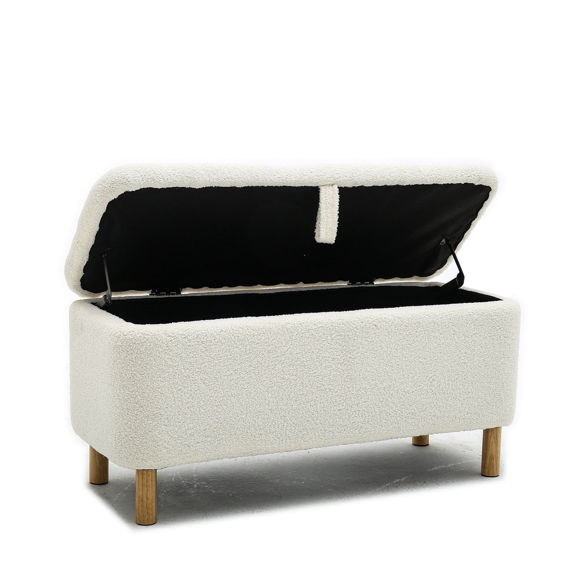 Basics Upholstered Storage Ottoman and Entryway Bench White