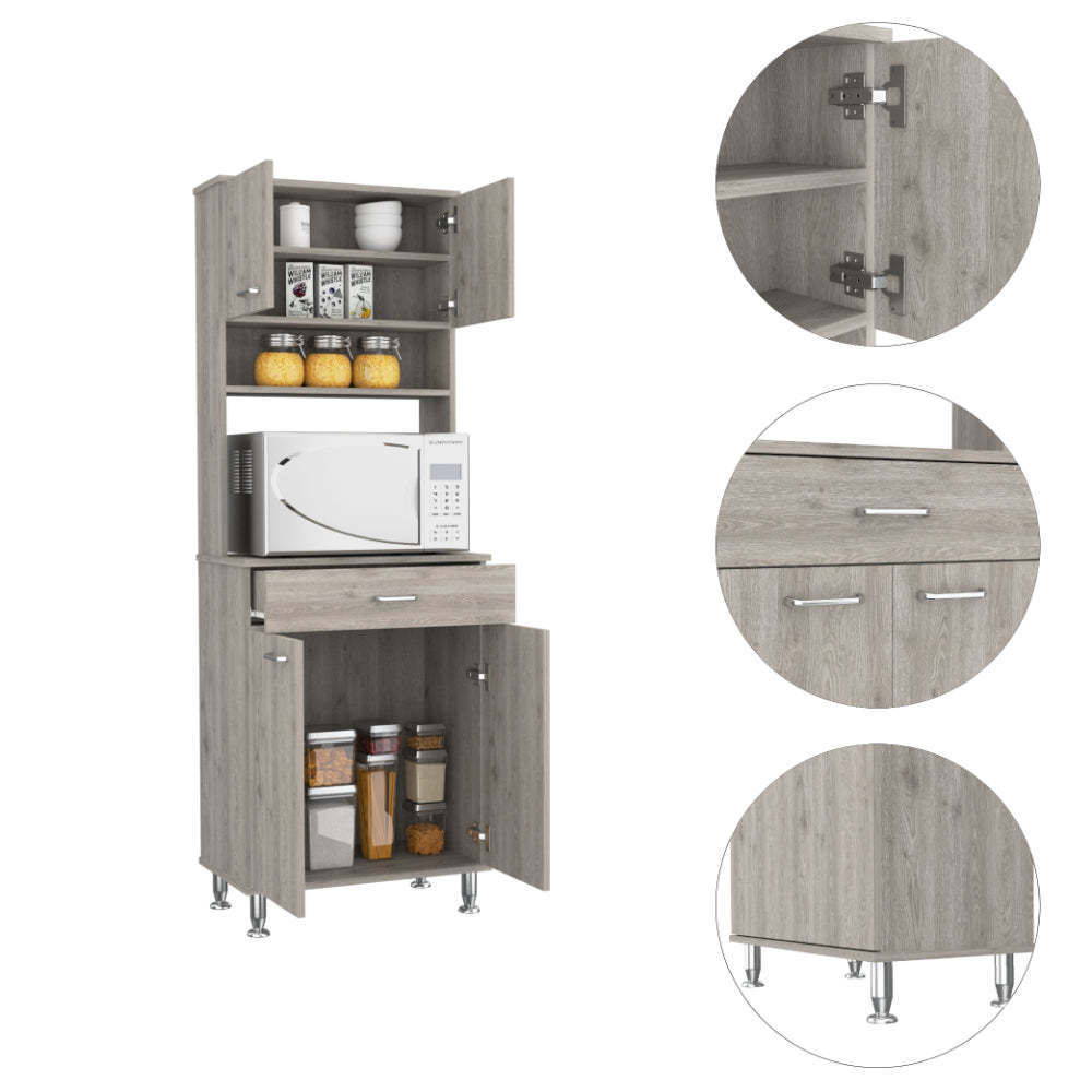 Canyon 4-Door 1-Drawer 2-piece Kitchen Set, Pantry and Functional Table Light Gray