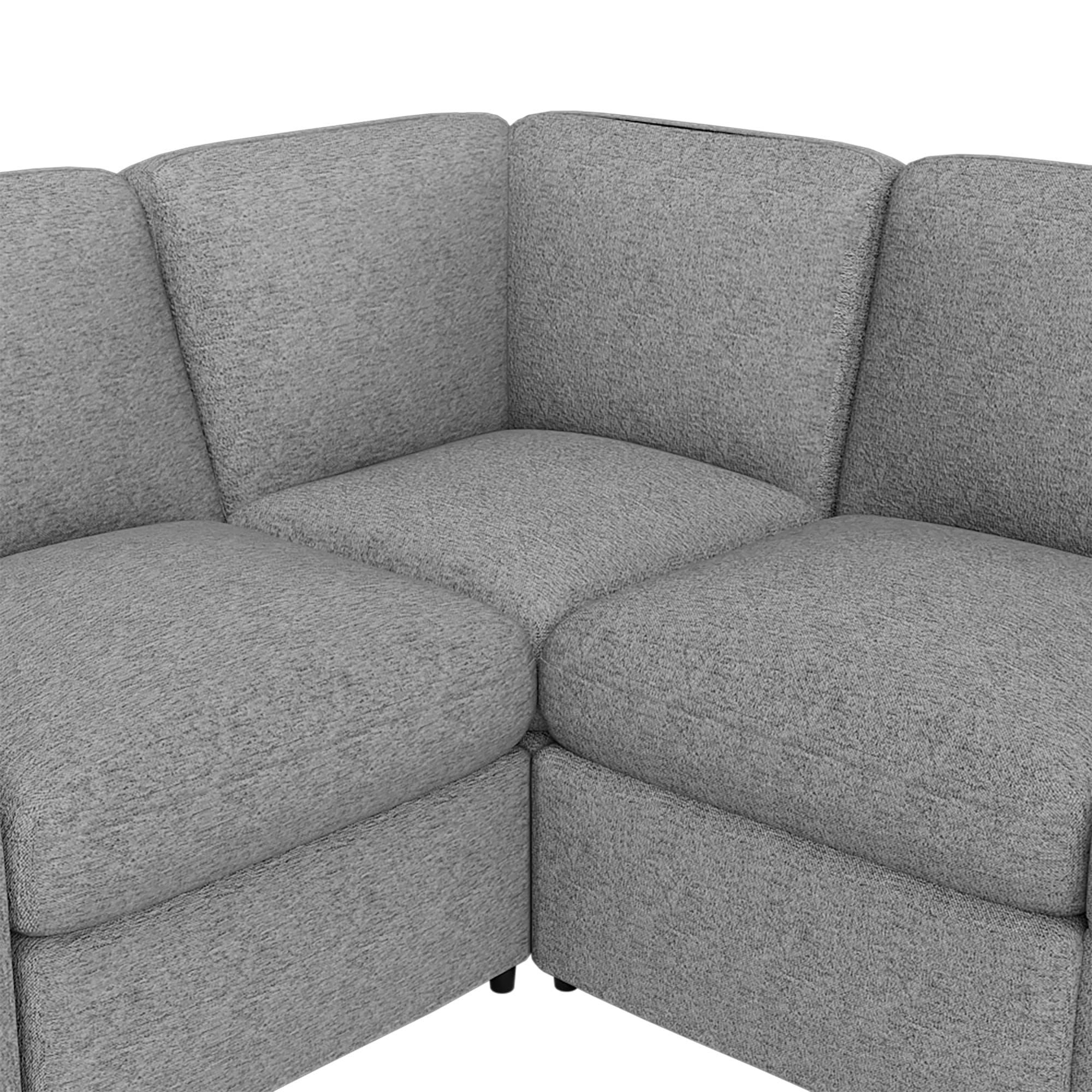 104'' Power Recliner Corner Sofa Home Theater Reclining Sofa Sectional Couches with Storage Box, Cup Holders, USB Ports and Power Socket for Living Room, Grey