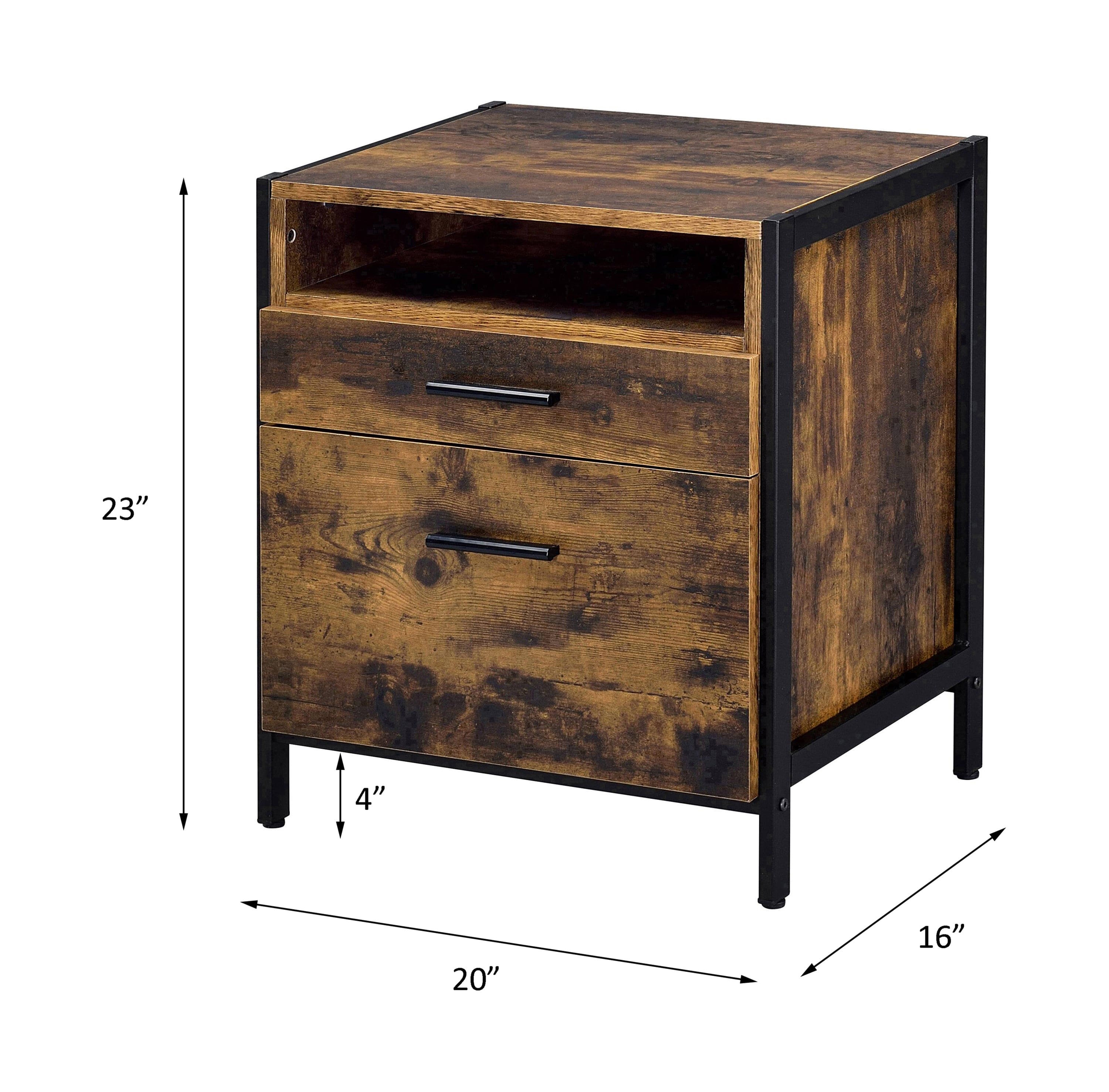 ACME Juvanth Nightstand in Rustic Oak & Black Finish 24263