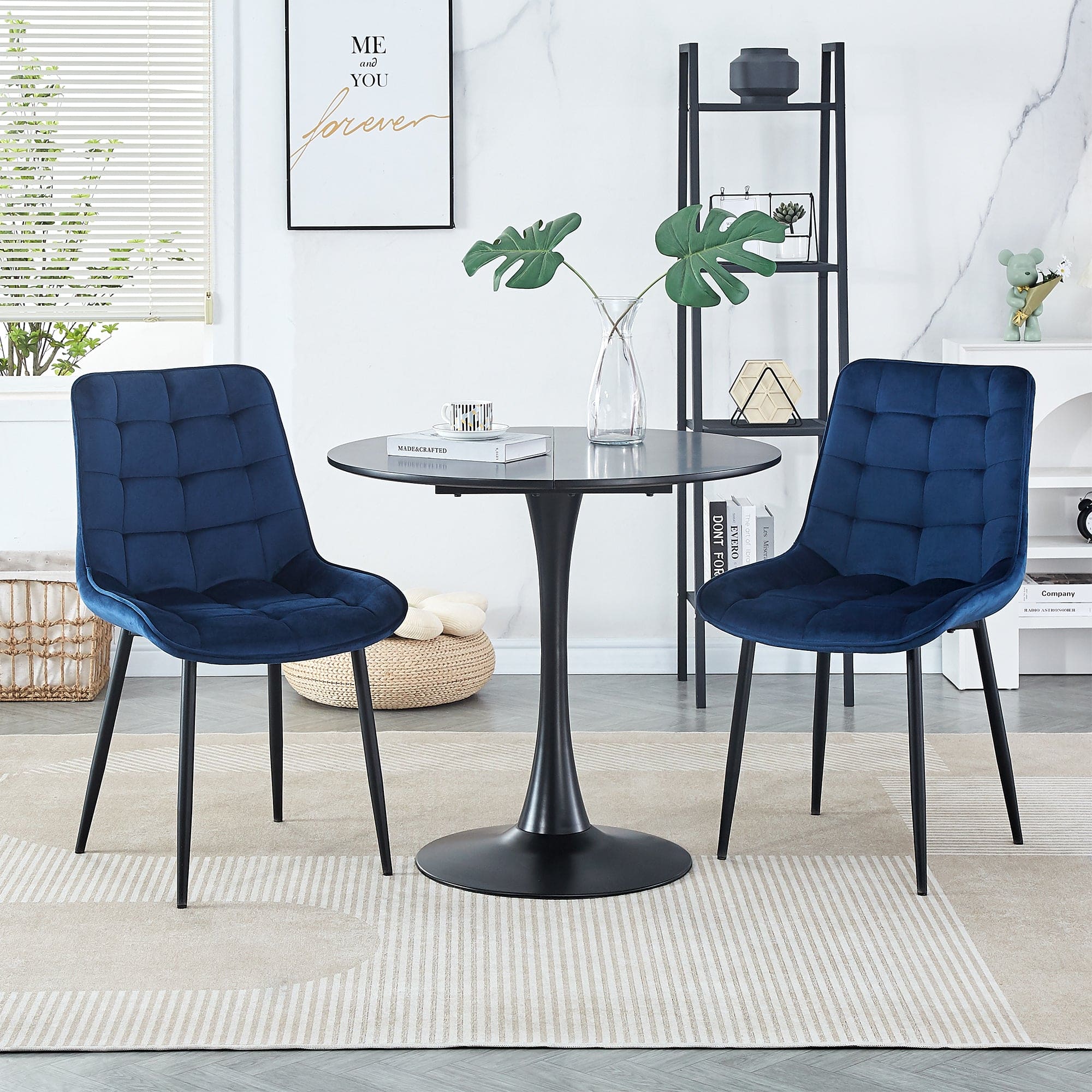 Dining Chair 2PCS（BLUE），Modern style，New technology，Suitable for restaurants, cafes, taverns, offices, living rooms, reception rooms.Simple structure, easy installation.