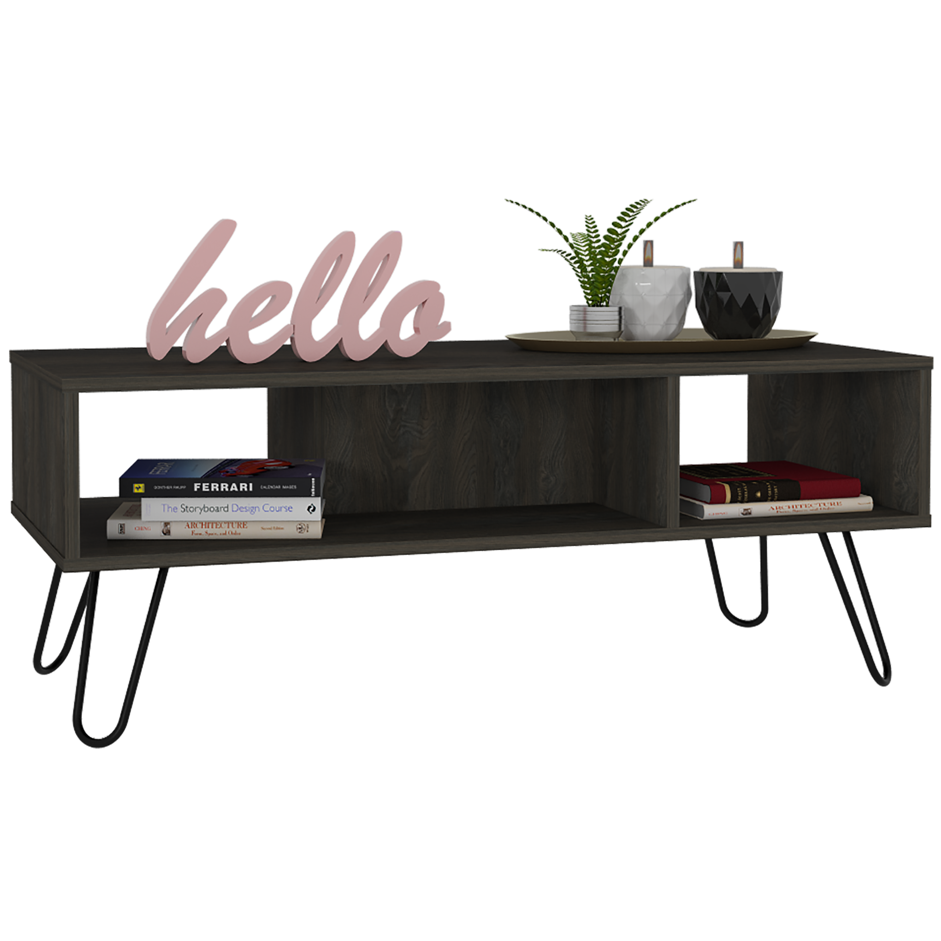 Coffee Table Minnesota, Two Shelves, Carbon Espresso Finish