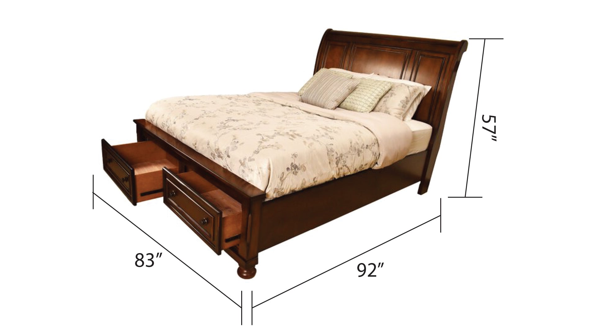 Baltimore King Storage Platform Bed Made with Wood in Dark Walnut