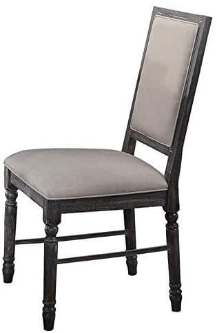 ACME Leventis Side Chair (Set-2) in Cream Linen & Weathered Gray 66182