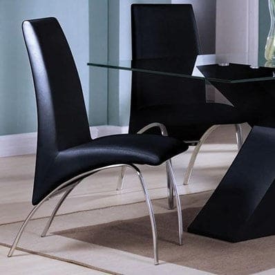 ACME Pervis Side Chair (Set-2) in Black PU & Chrome 71112