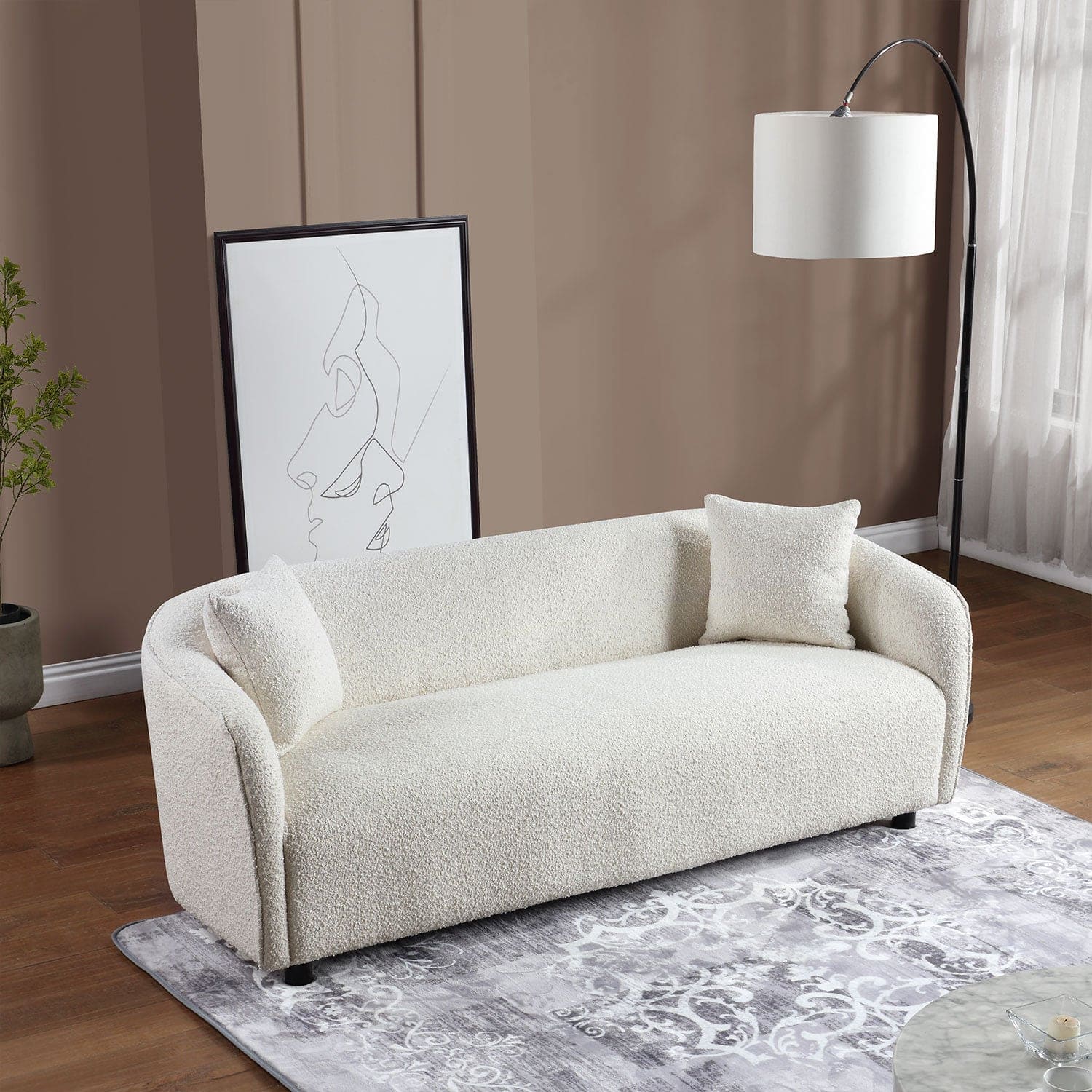 [NOT available on wayfair]3 Seater Sofa Comfy Sofa for Living Room, Bouclé Couch Beige