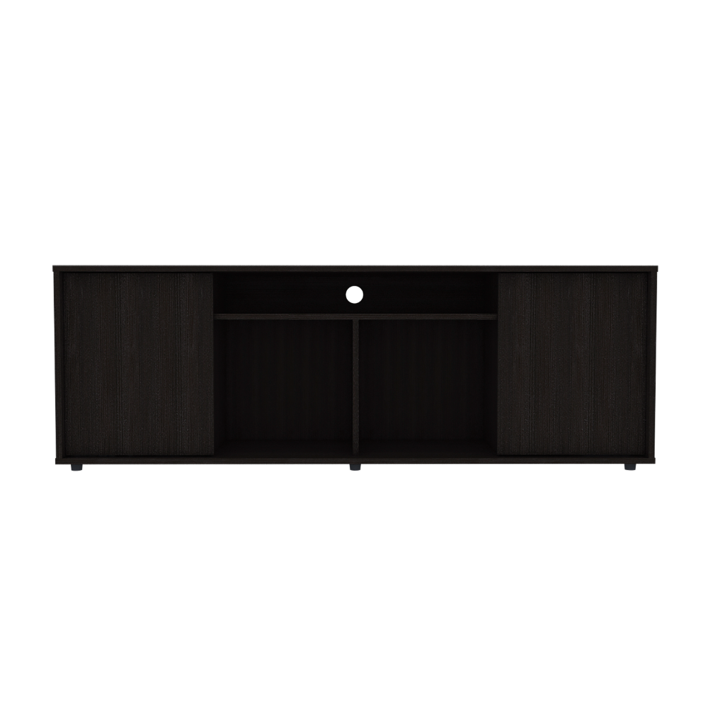 DEPOT E-SHOP Dallas Tv Stand for TV´s up 55", Two Cabinets With Single Door, Four Shelves, Black