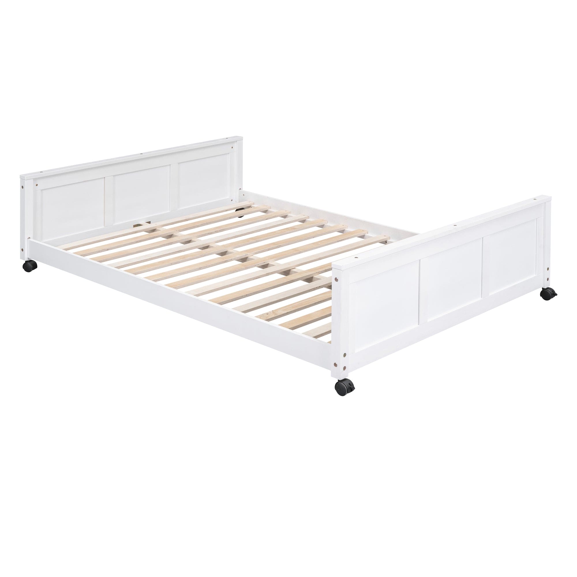 Full Over Full Bunk Bed with Desk, White