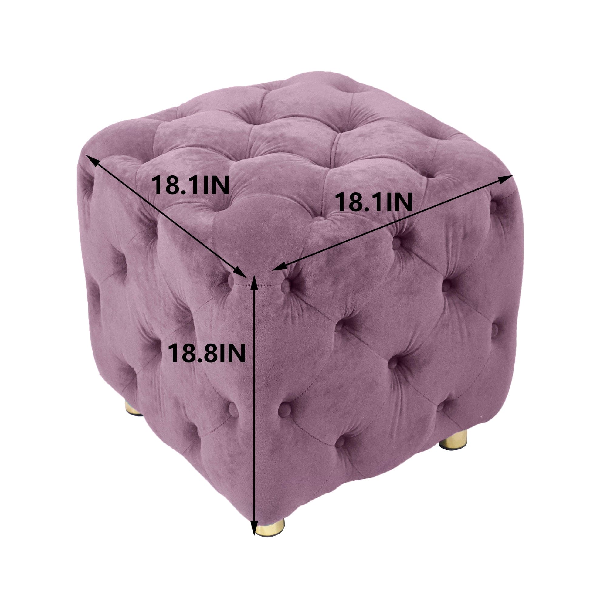 Purple Modern Velvet Upholstered Ottoman, Exquisite Small End Table, Soft Foot Stool,Dressing Makeup Chair, Comfortable Seat for Living Room, Bedroom, Entrance