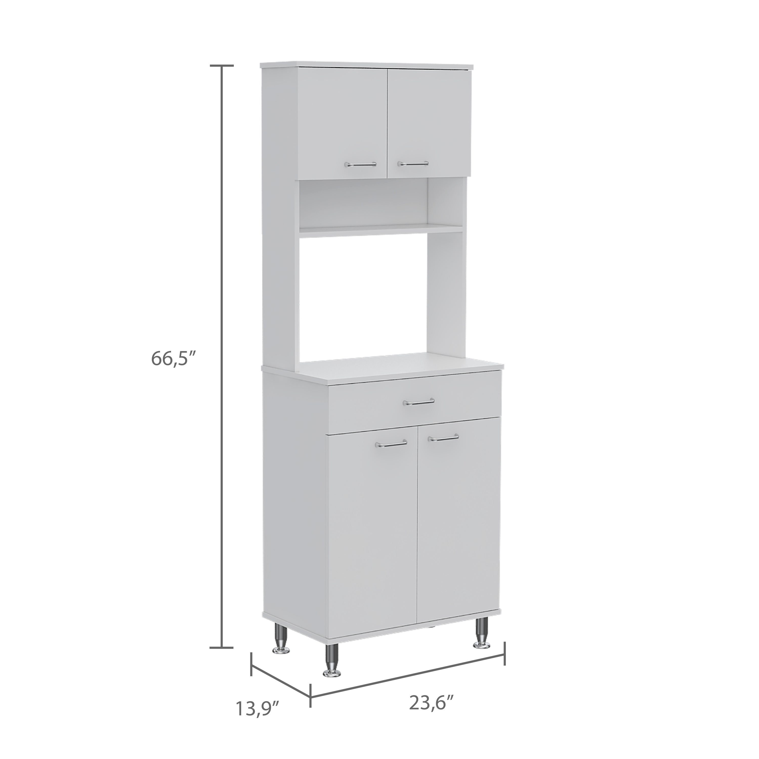 Pantry Piacenza,Two Double Door Cabinet, White Finish