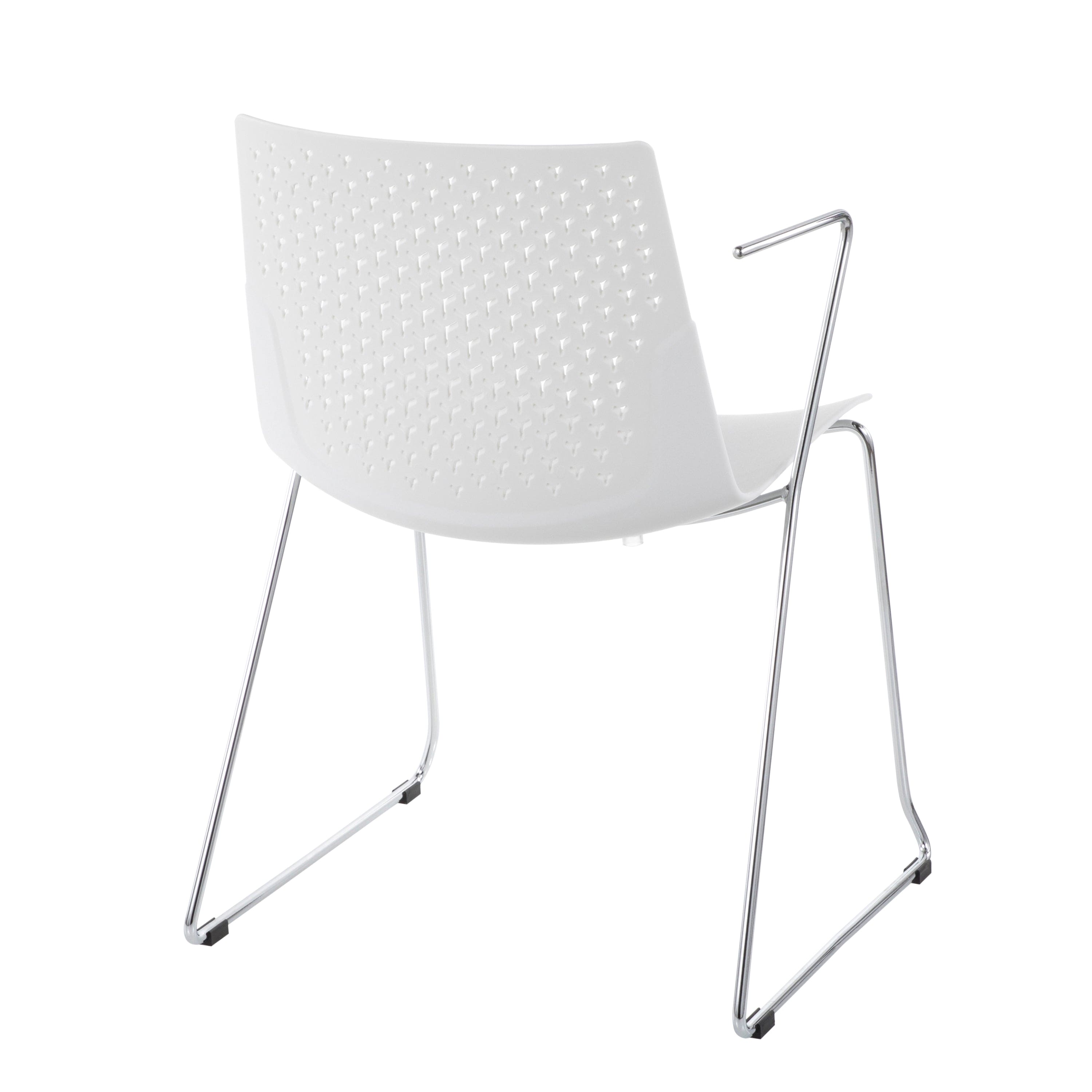 Matcha Contemporary Chair in Chrome and White by LumiSource - Set of 2