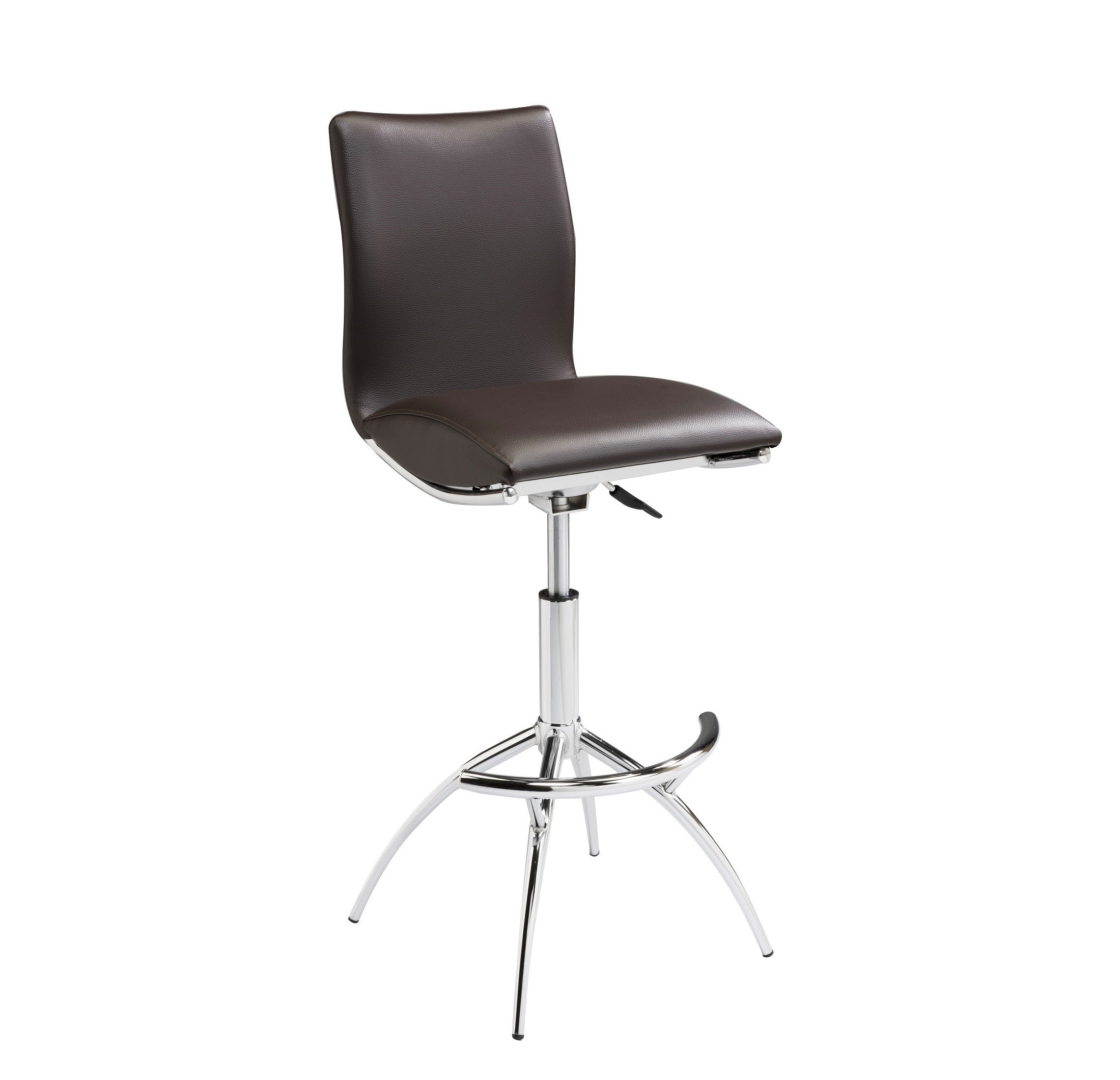 Modern Barstool Leatherette/Chrome Adjustable Height In Brown Color