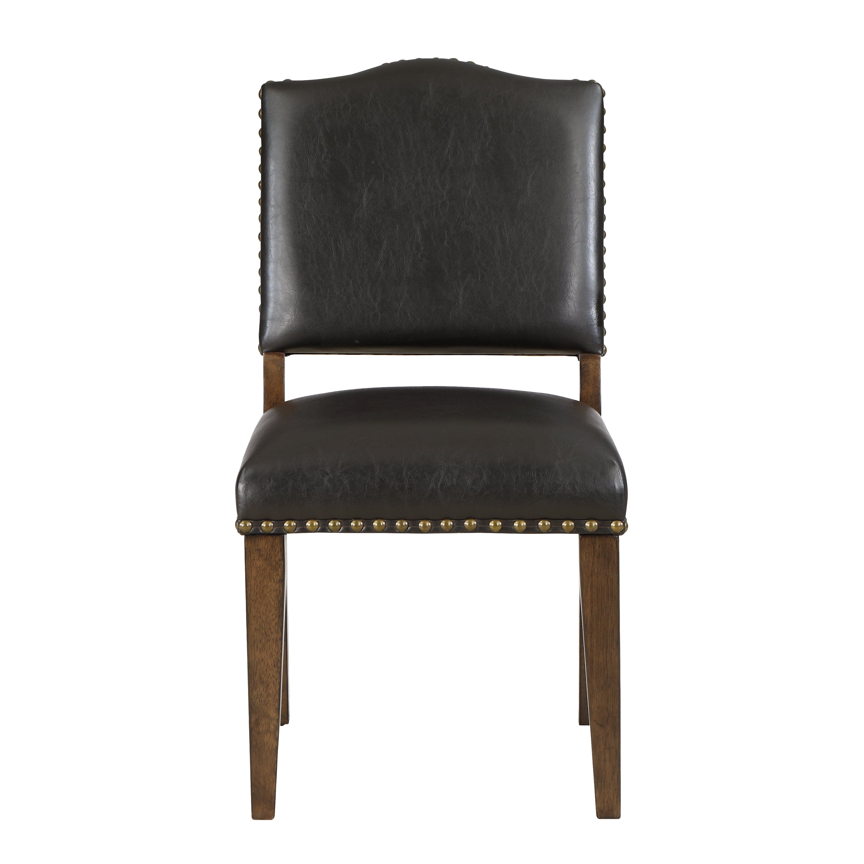 Dahlia Brown Faux Leather Dining Chair with Nail Heads - Set of 2