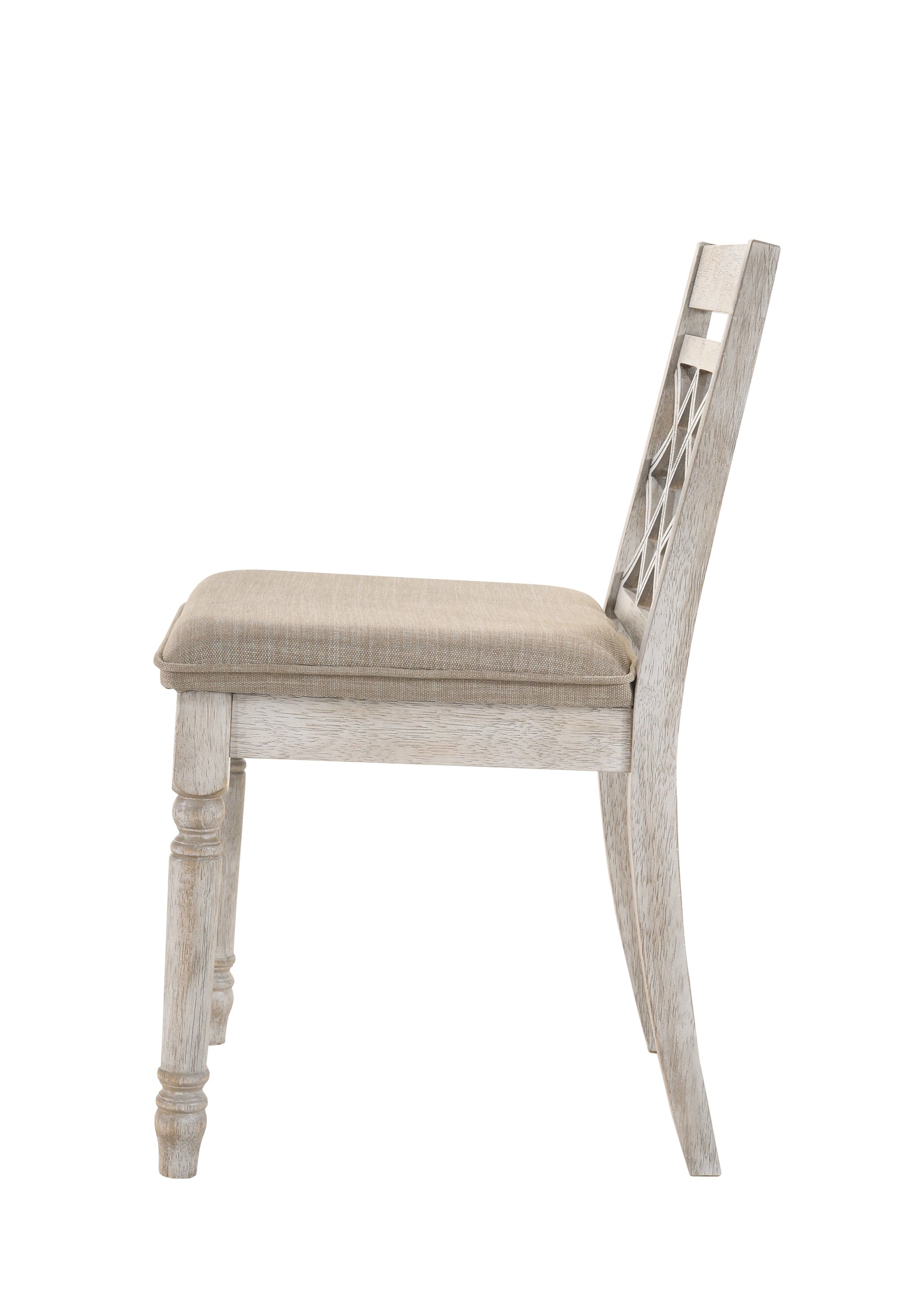 ACME Cillin Side Chair (Set-2), Fabric & Antique White Finish DN01806