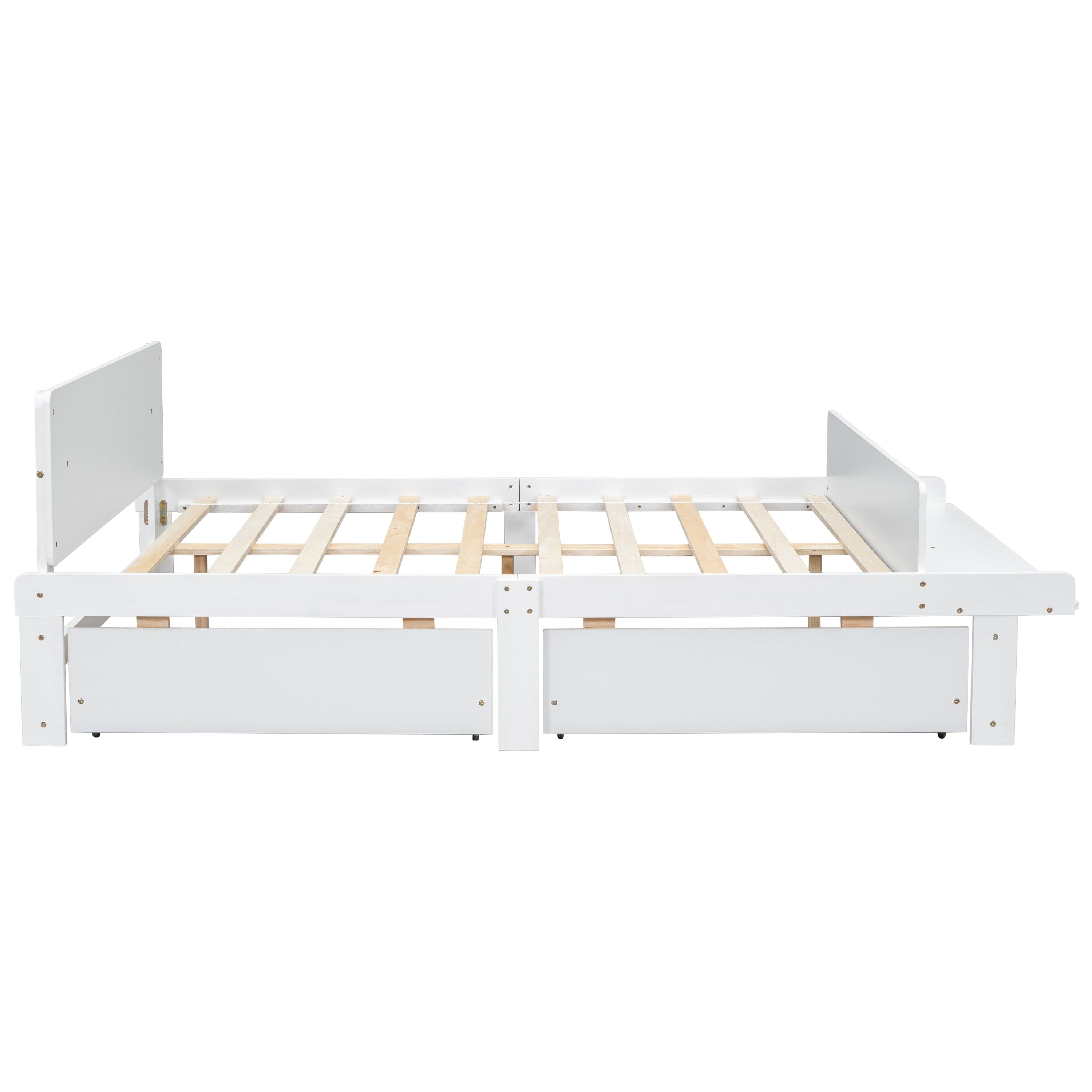 Full Bed with Footboard Bench,2 drawers,White