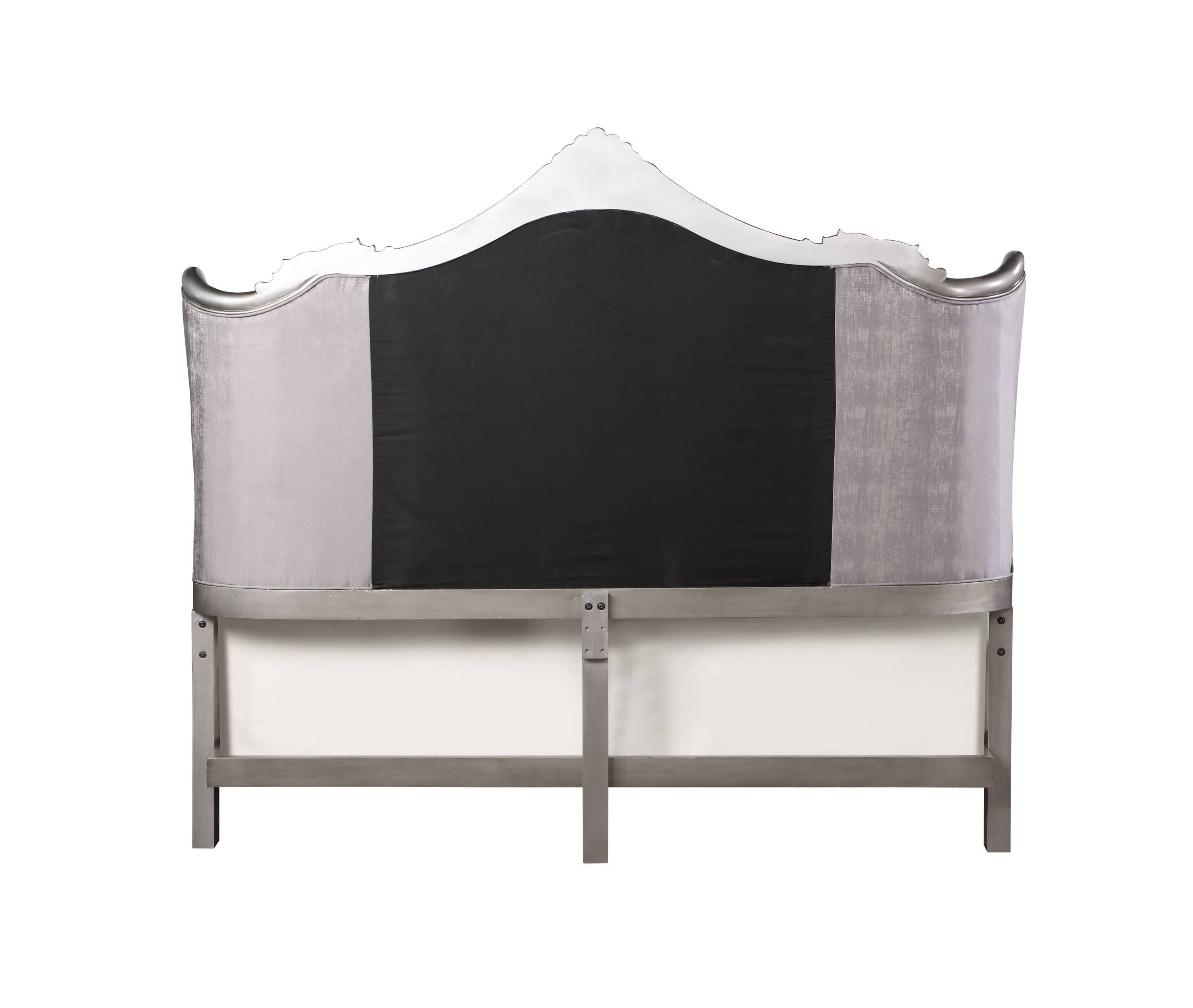 ACME Ausonia CK BED Velvet & Antique Platinum Finish BD00601CK