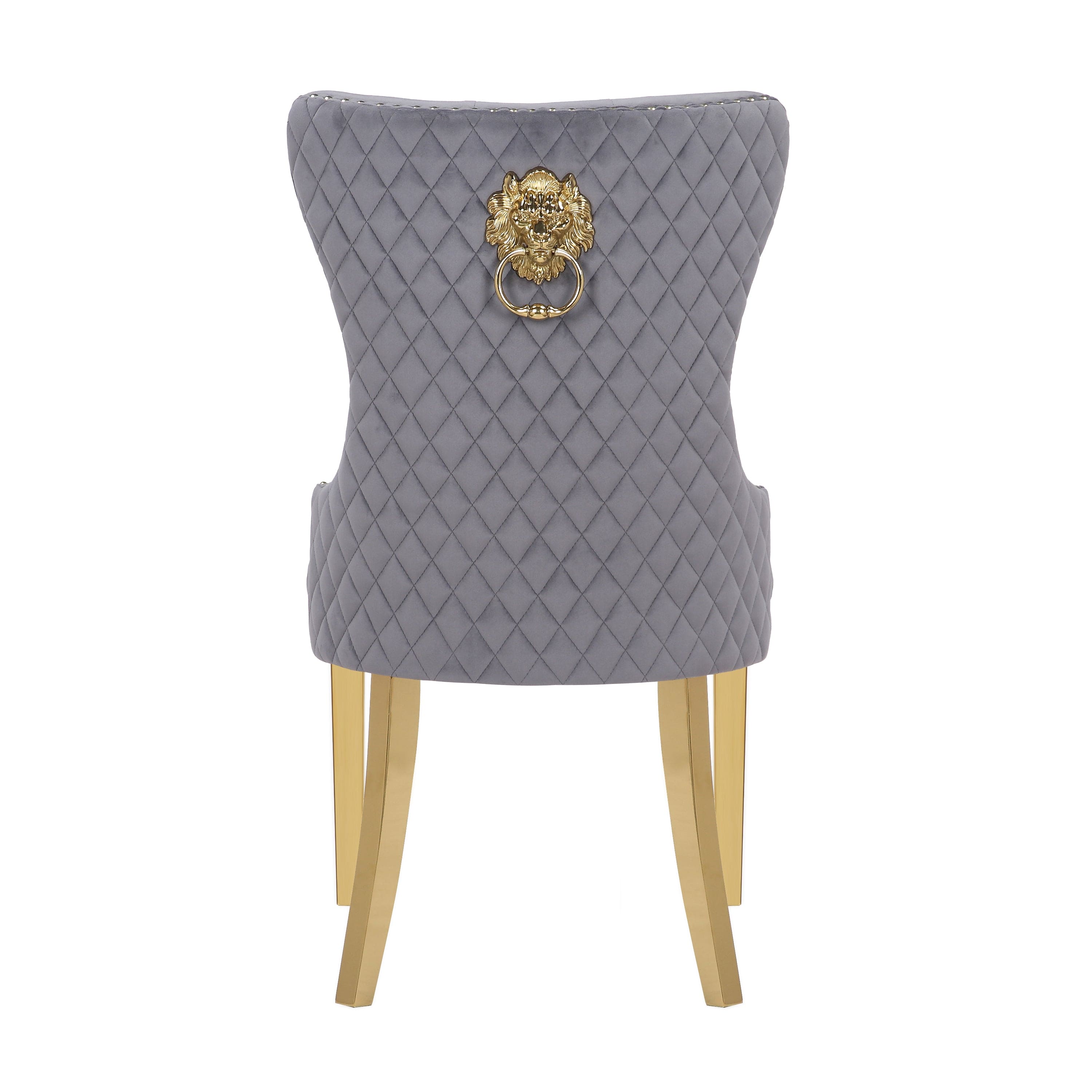 Simba Gold 2 Piece Dinning Chair Finish with Velvet Fabric in Dark Gray