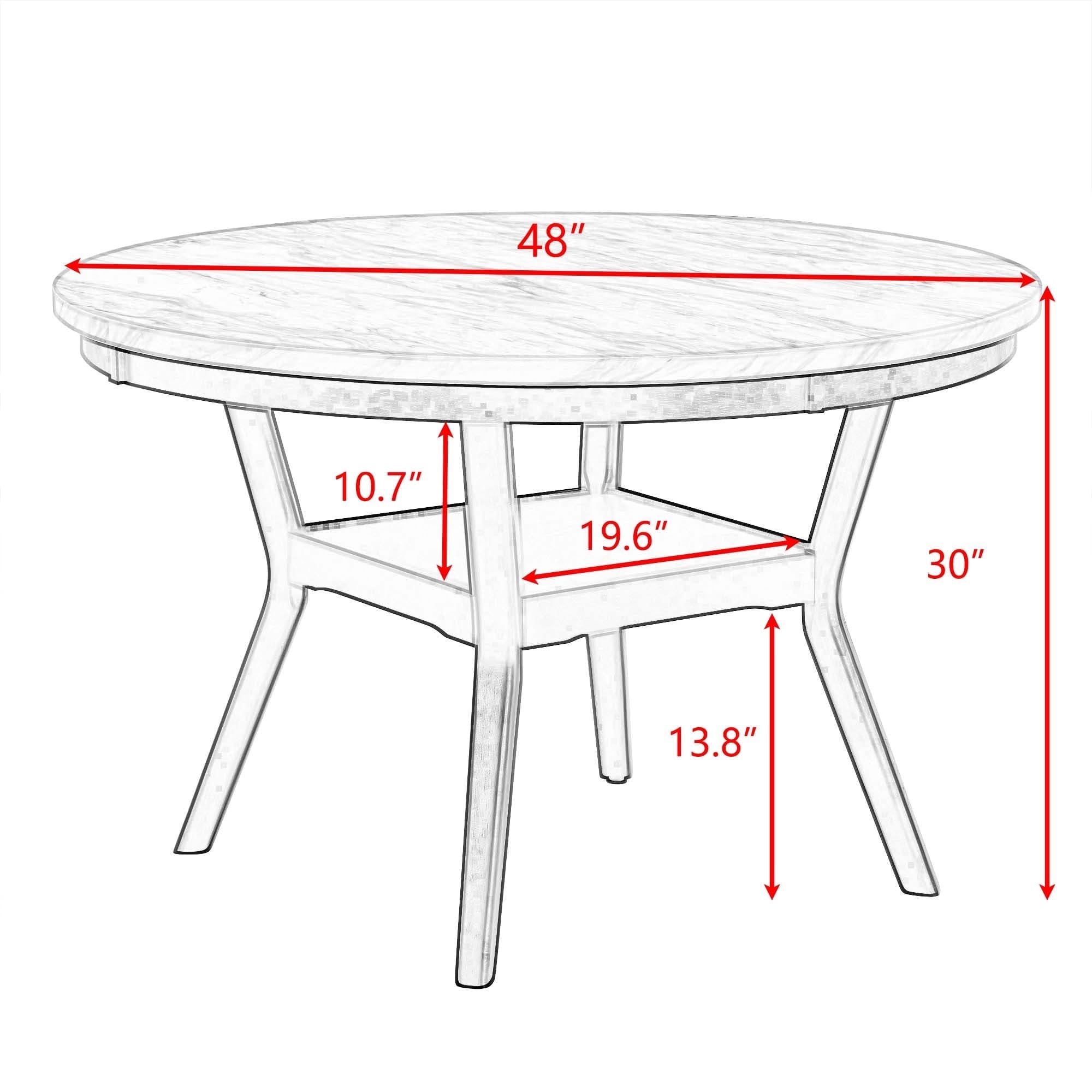 5 piece dining table and chair set, round dining table with 4 upholstered chairs, dining table set with storage