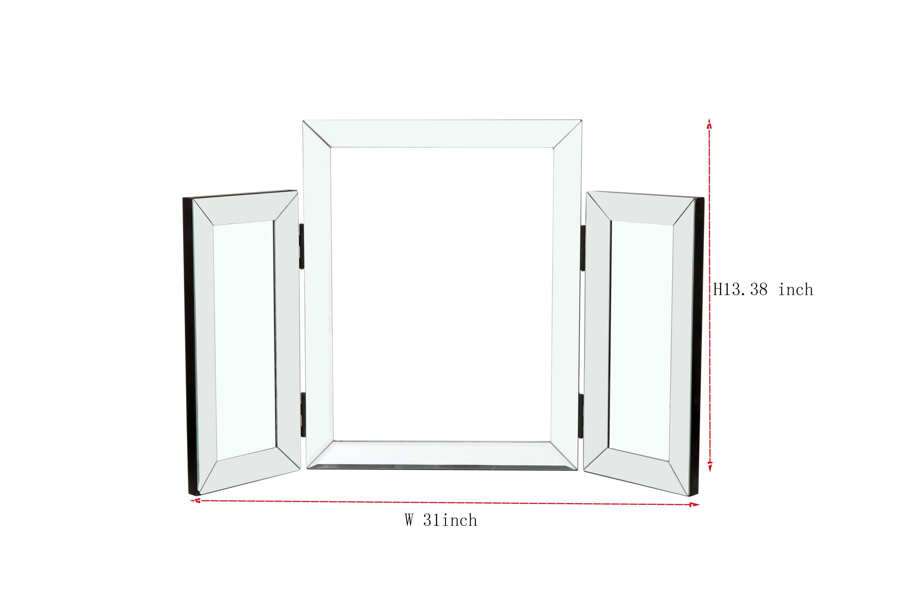 W 31 inch  X H 20  inch  Mountain shaped Folding vanity mirror Widely used in homes and offices,