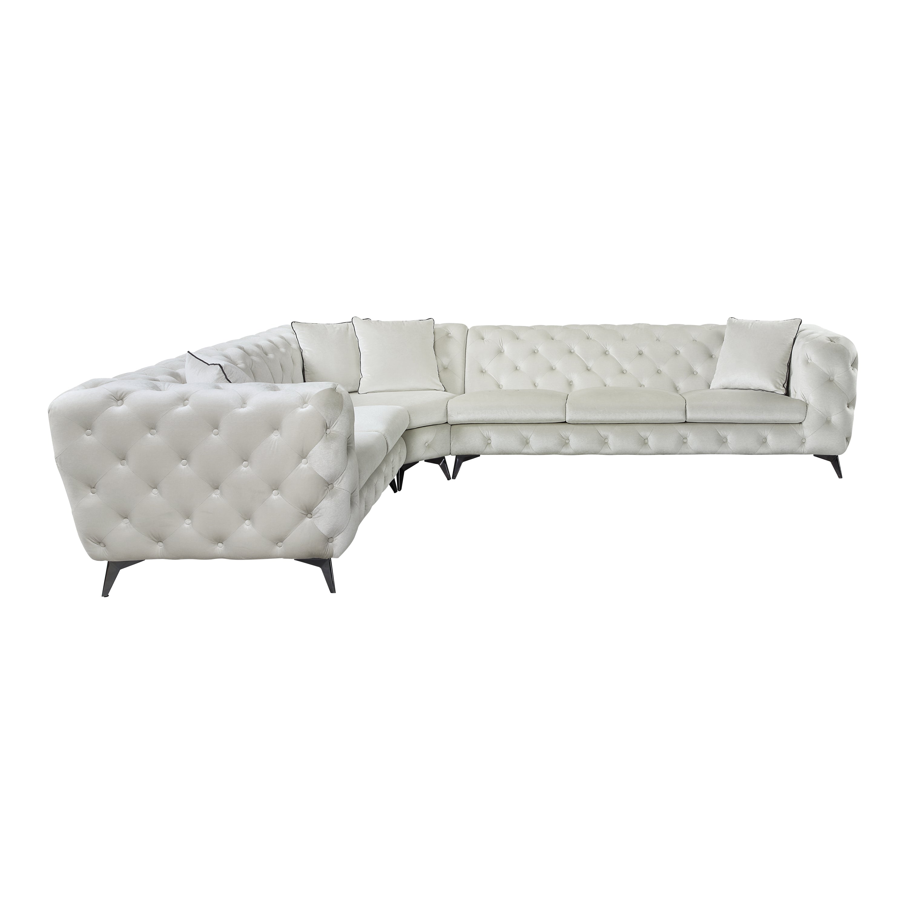 ACME Atronia SECTIONAL SOFA W/4 PILLOWS Beige Fabric LV01160