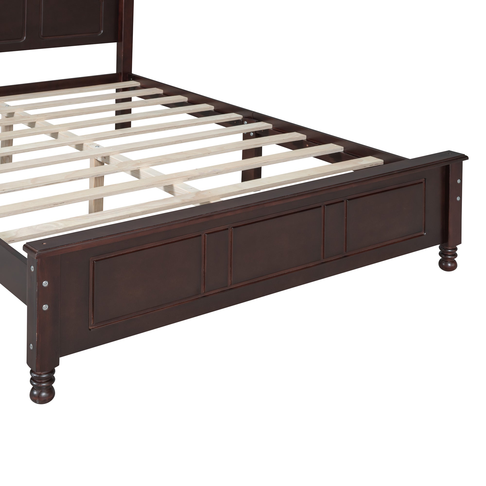 3-Pieces Bedroom Sets,Full Size Wood Platform Bed and Two Nightstands-Dark Walnut