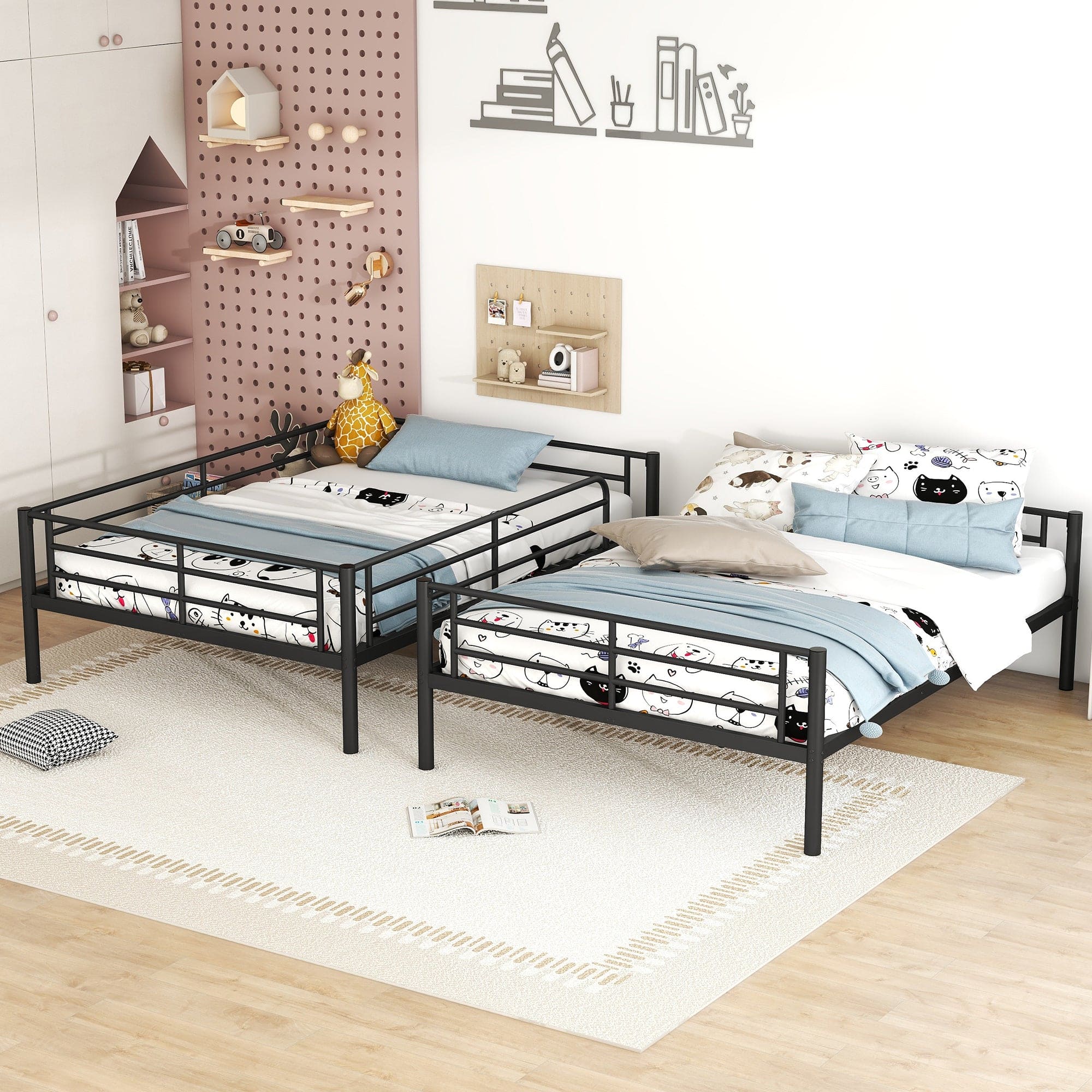 Full Over Full Metal Bunk Bed, Black