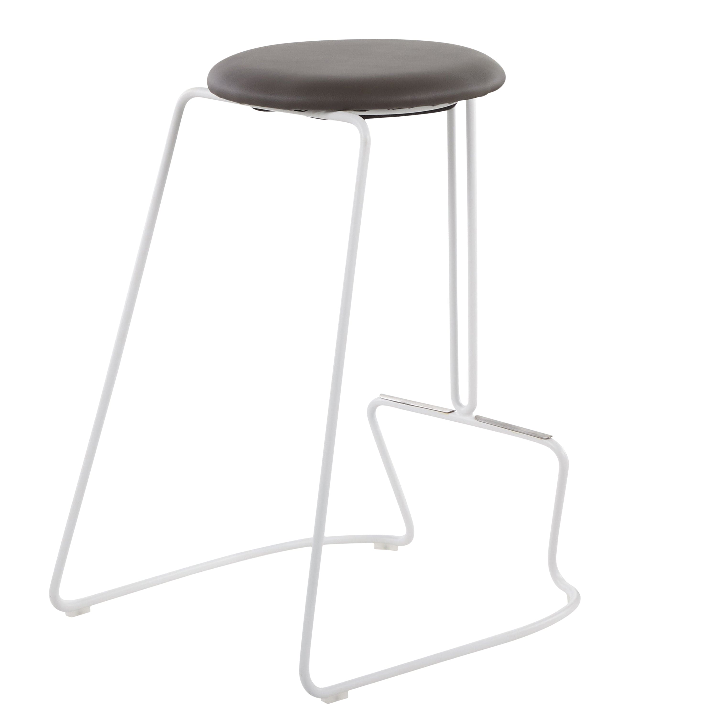 Finn Contemporary Counter Stool in White Steel and Grey Faux Leather by LumiSource - Set of 2