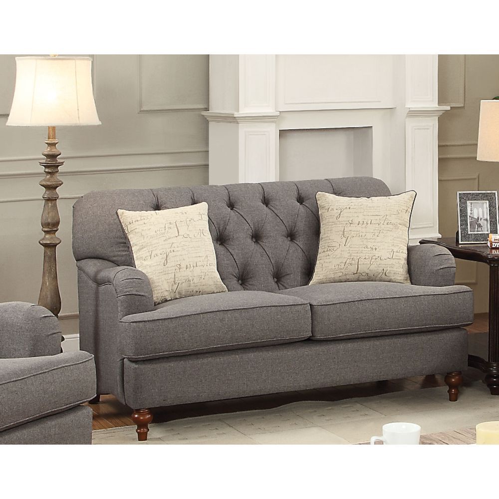 ACME Alianza Loveseat w/2 Pillows in Dark Gray Fabric 53691