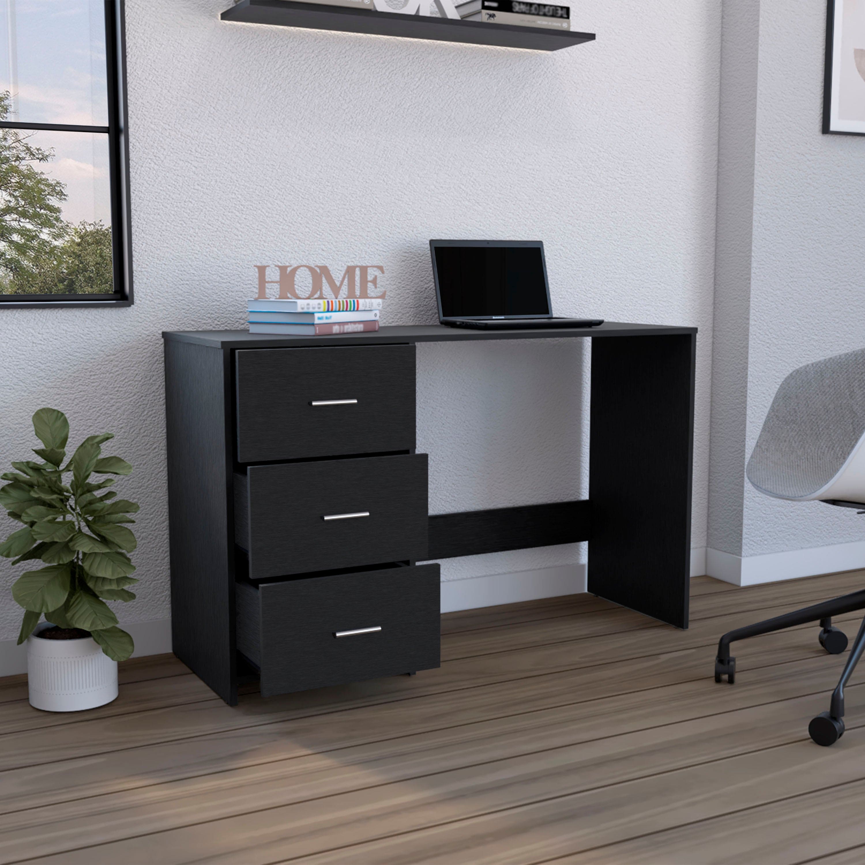 Writting Desk Riverside,Three Drawers, Black Wengue Finish