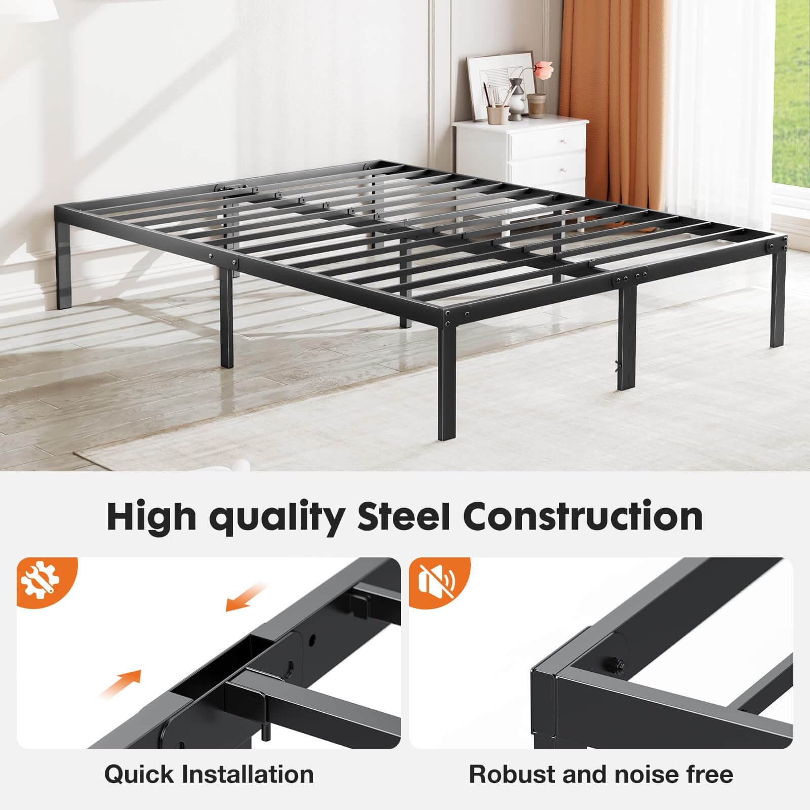 Heavy Duty Metal Bed Frame with Sturdy Steel Slat Support, FULL