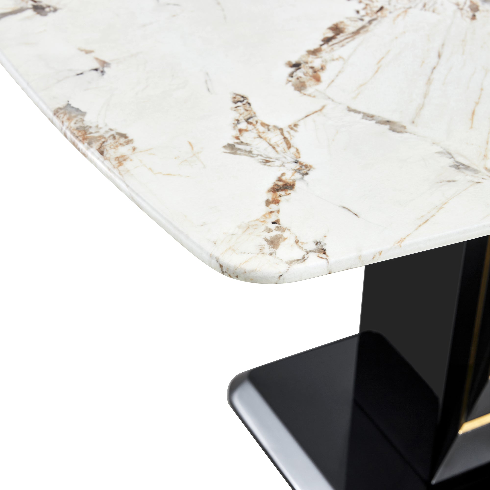 Rectangular 63" Marble Dining Table, Luxurious Dining Room Table with Faux Marble Top and U-Shape MDF Base, Modern Kitchen Dining Table for Kitchen Living Dining Room