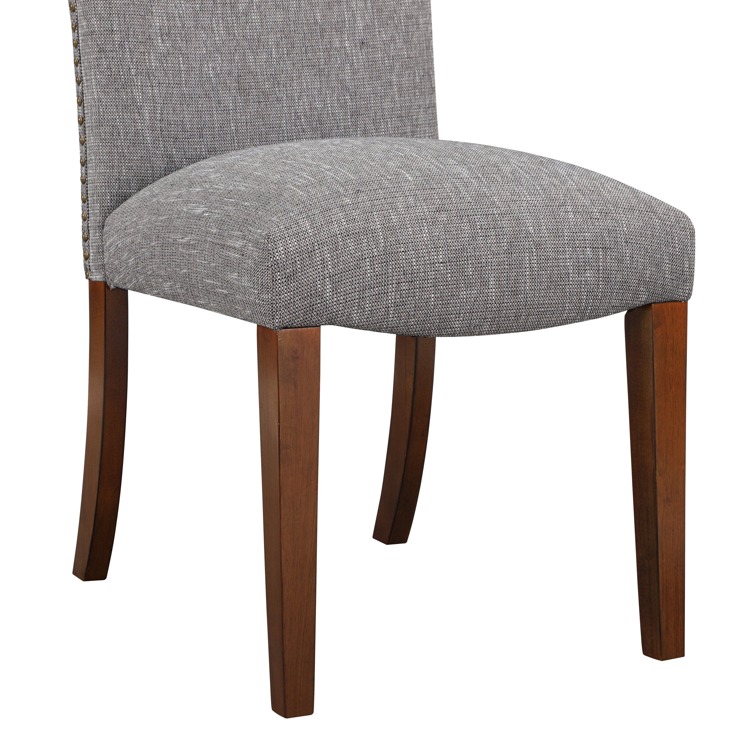 Sophia Ashen Grey Dining Chair in Performance Fabric with Nail Heads - Set of 2